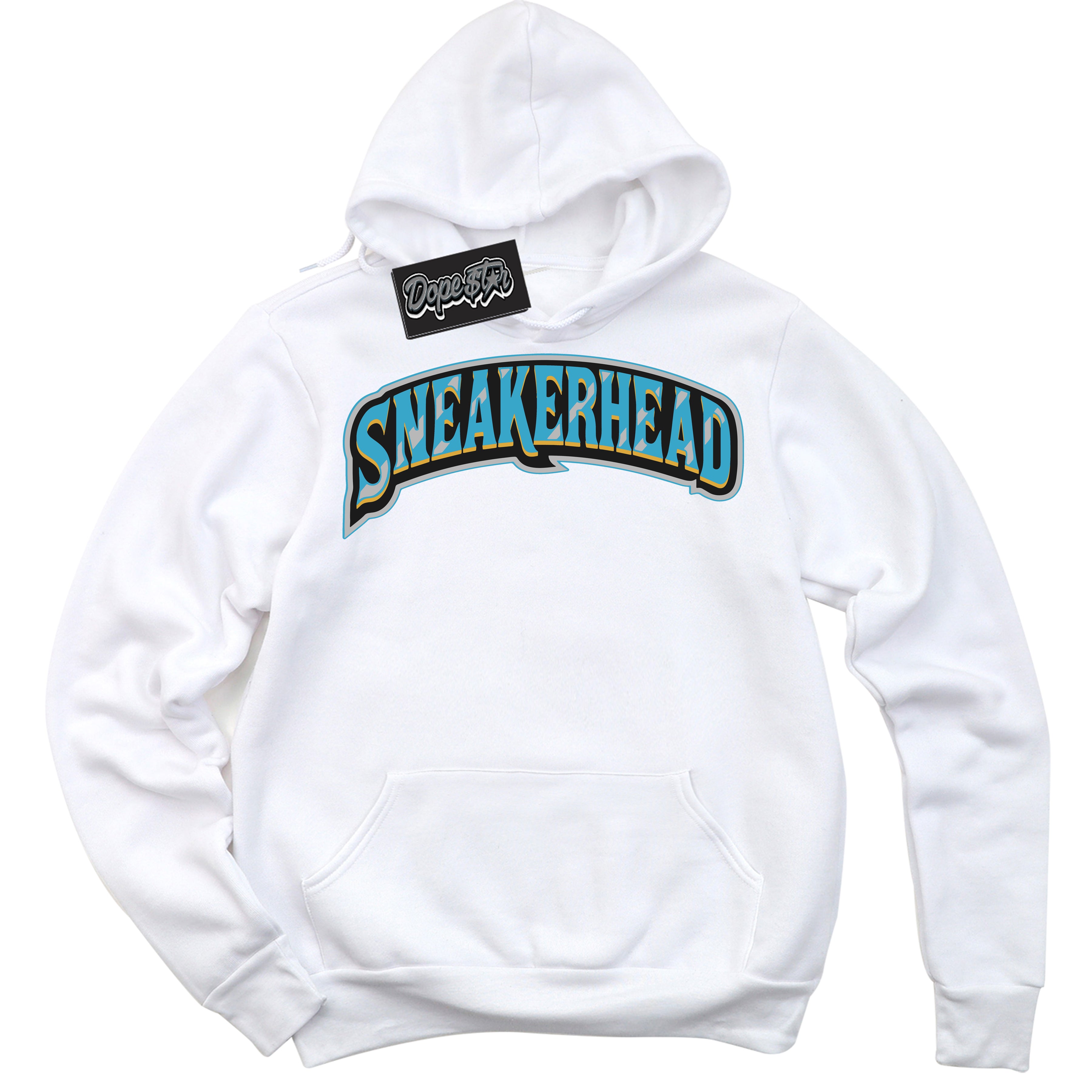 Cool White Hoodie with “ Sneakerhead ” design that Perfectly Matches Aqua 5s Sneakers.