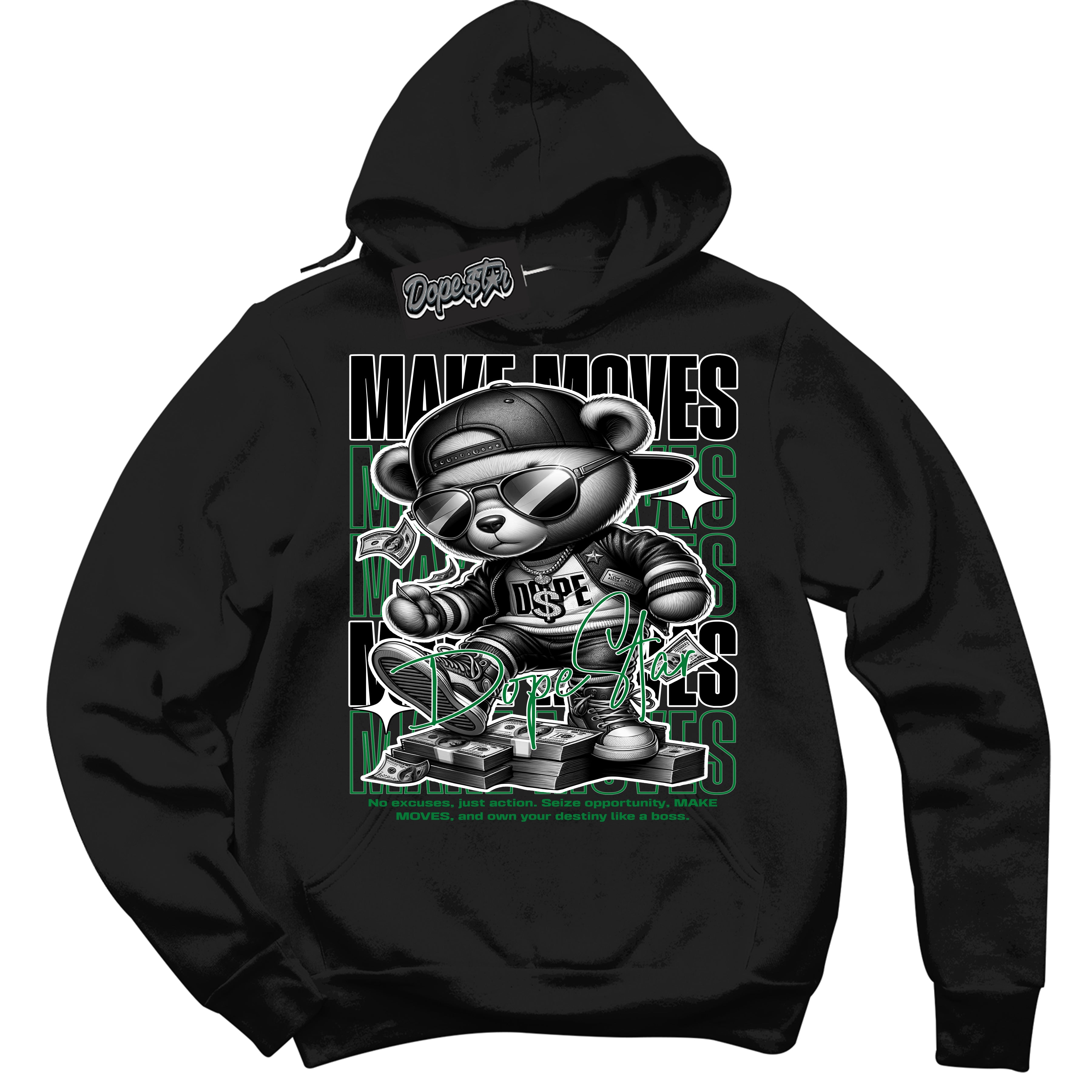 Cool Black Hoodie with “ Makin Moves ” design that Perfectly Matches Lucky Green 5s Sneakers.