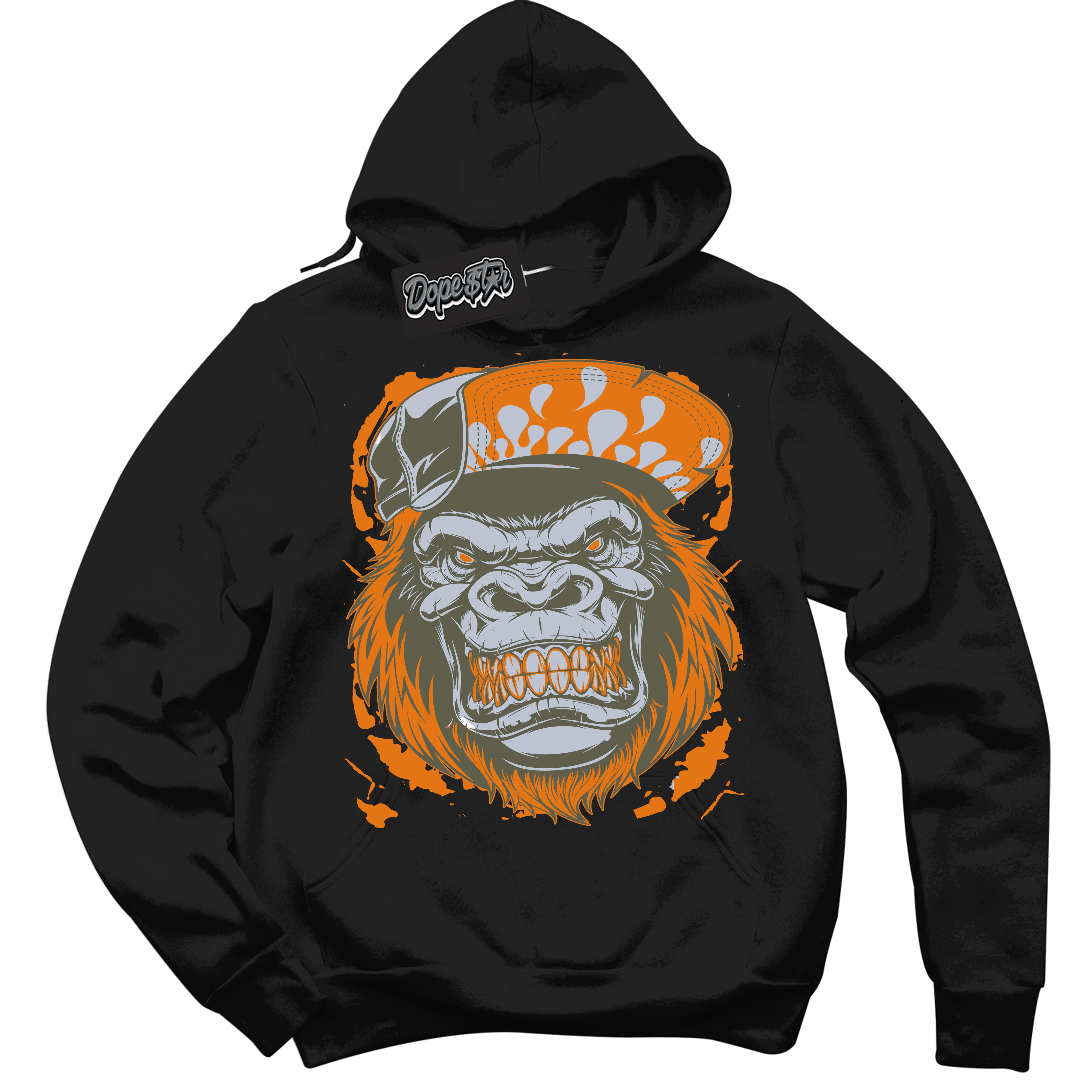 Cool Black Hoodie with “ Gorilla Beast ” design that Perfectly Matches Olive 5s Sneakers.