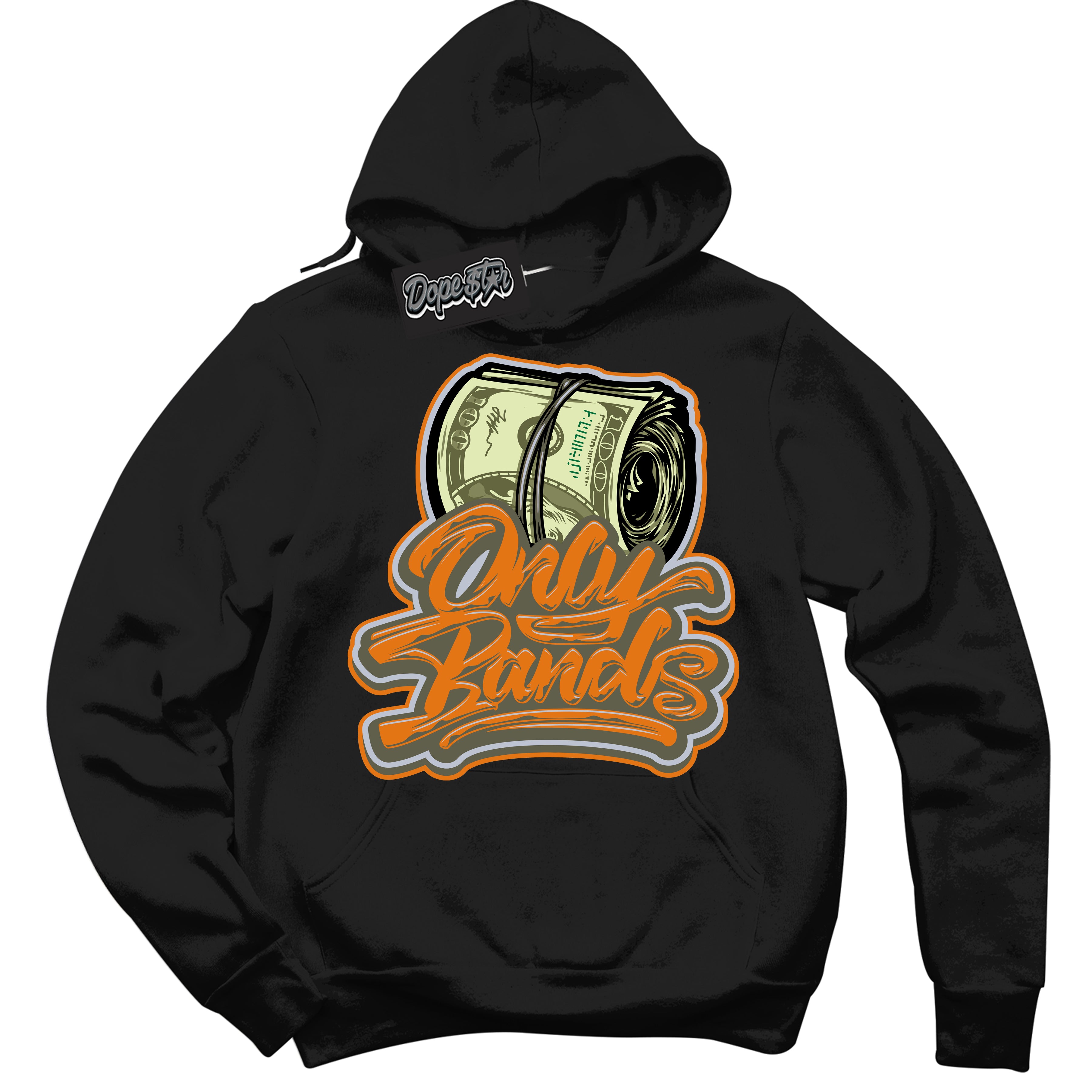 Cool Black Hoodie with “ Only Bands ” design that Perfectly Matches Olive 5s Sneakers.