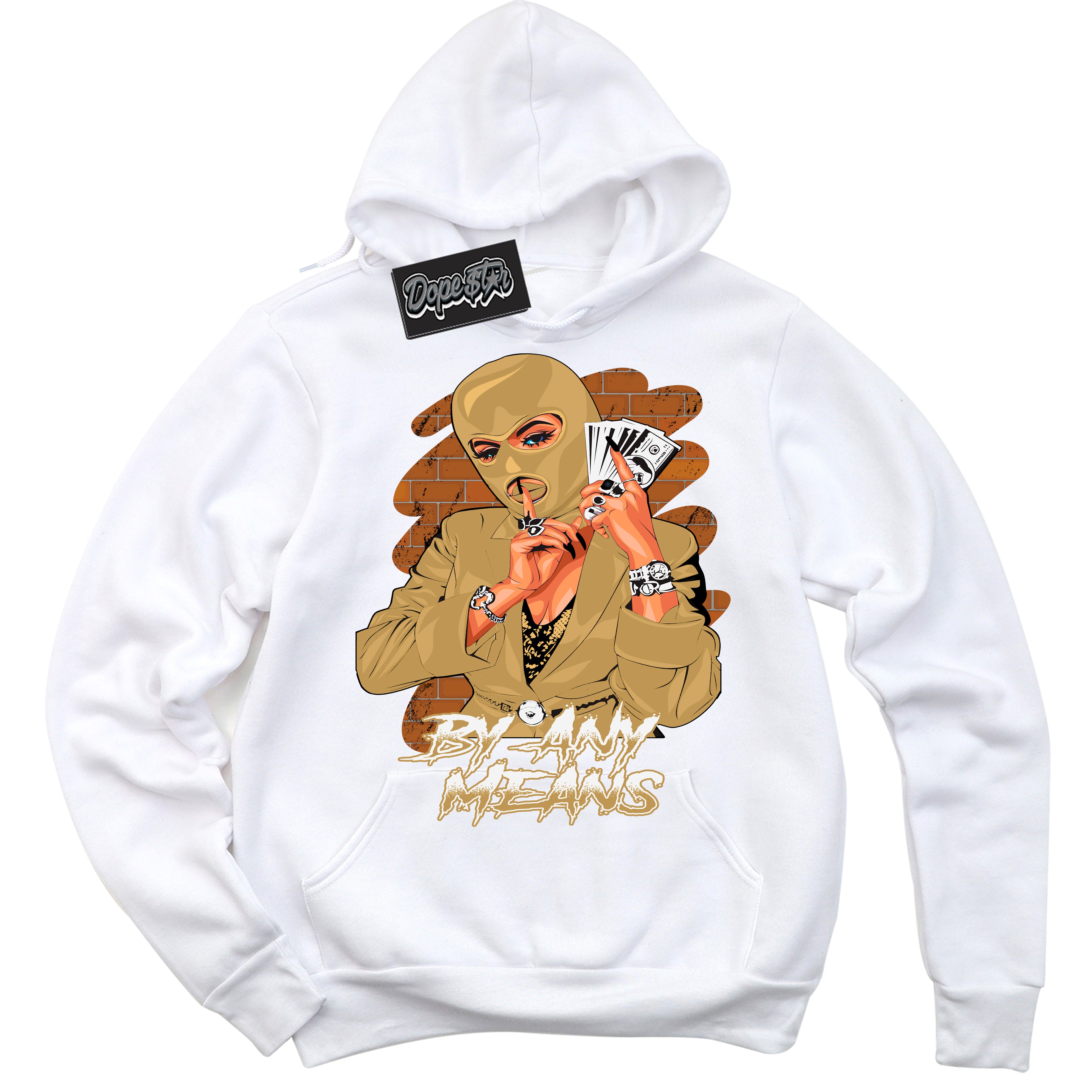 Cool White Hoodie with “ By Any Means ” design that Perfectly Matches Craft Paris 6s Jordans.