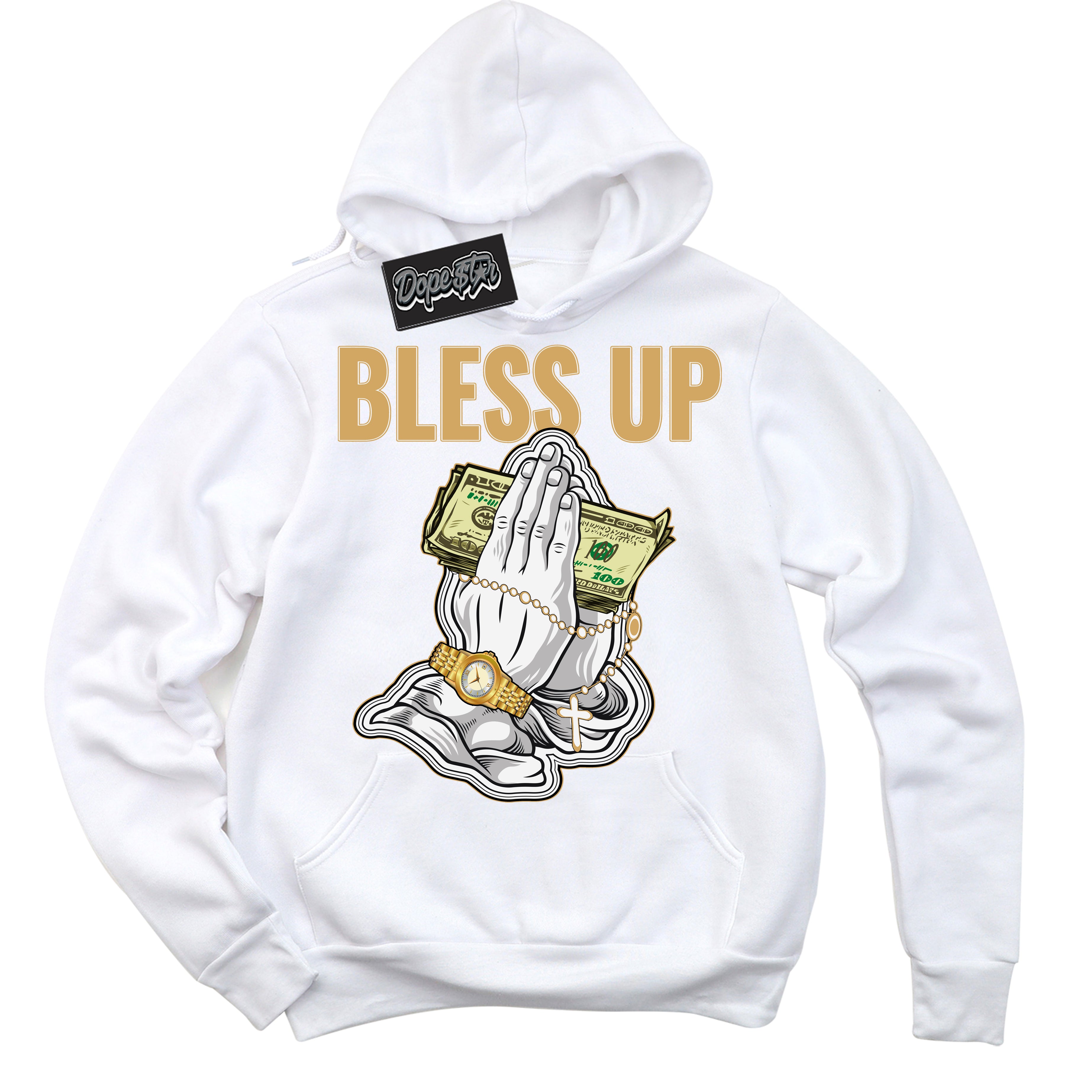 Cool White Hoodie with “ Bless Up ” design that Perfectly Matches Craft Paris 6s Jordans.