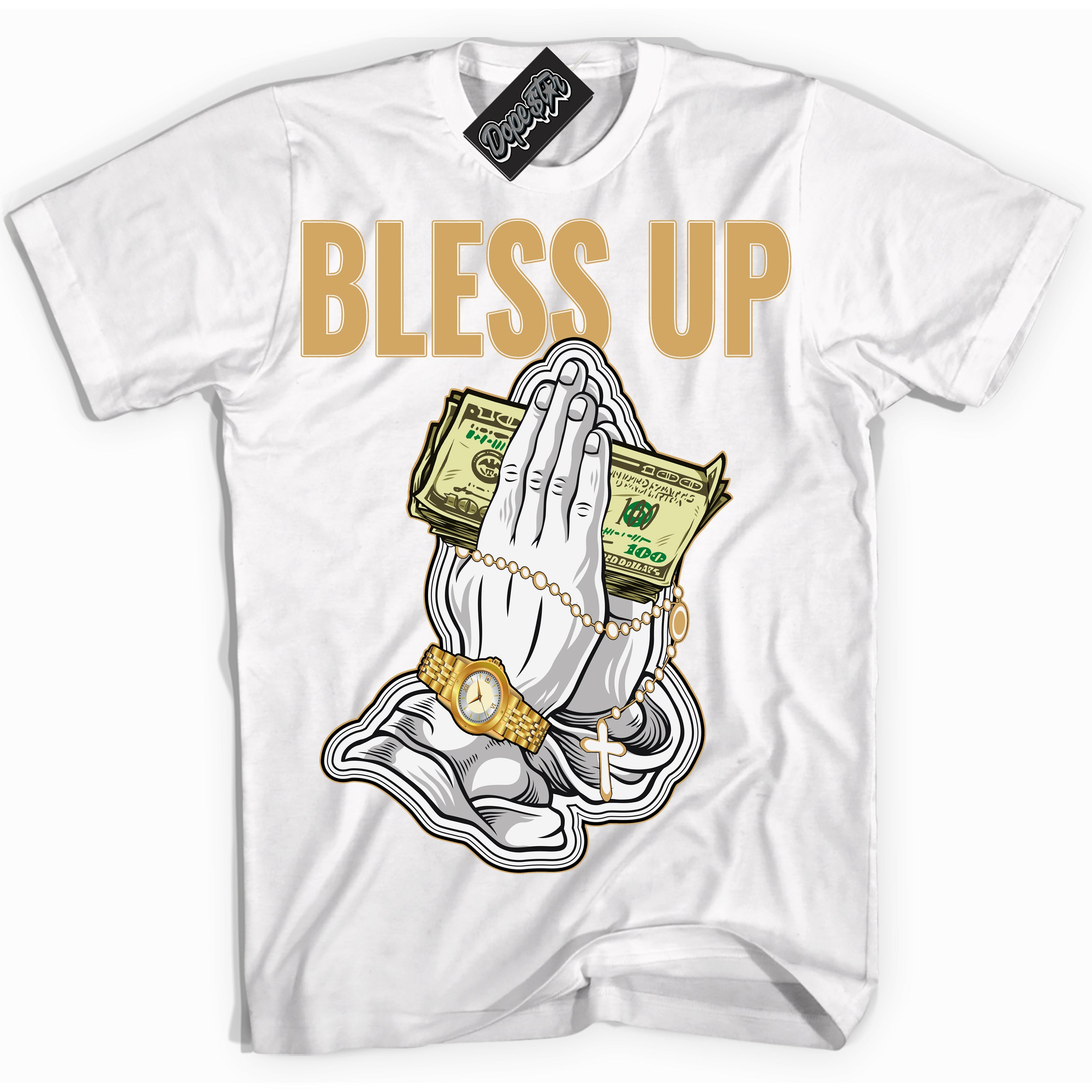 Cool White Shirt with “ Bless Up ” design that perfectly matches Craft Paris 6s Jordans.