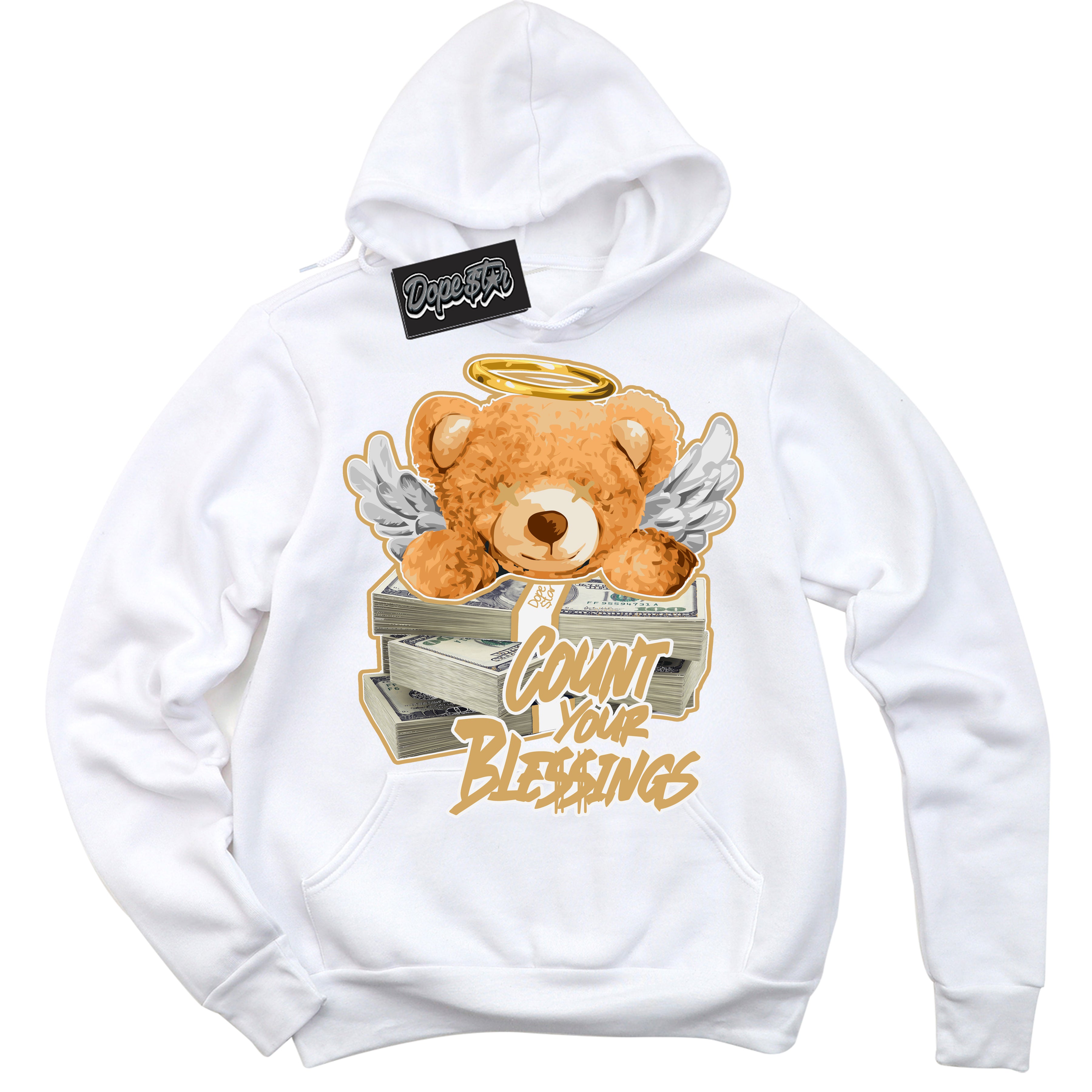Cool White Hoodie with “ Count Your Blessings ” design that Perfectly Matches Craft Paris 6s Jordans.