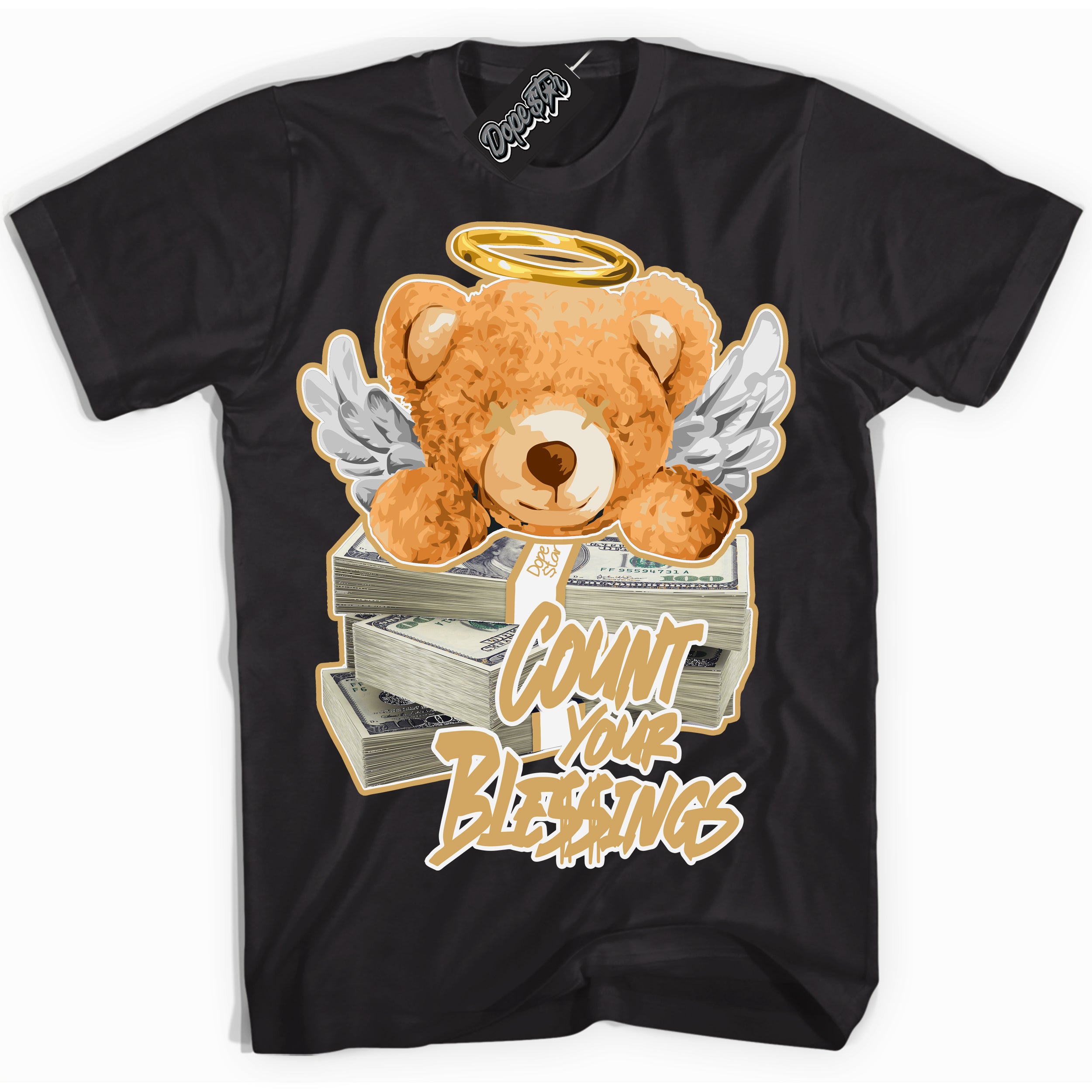 Cool Black Shirt with “ Count Your Blessings ” design that perfectly matches Craft Paris 6s Jordans.
