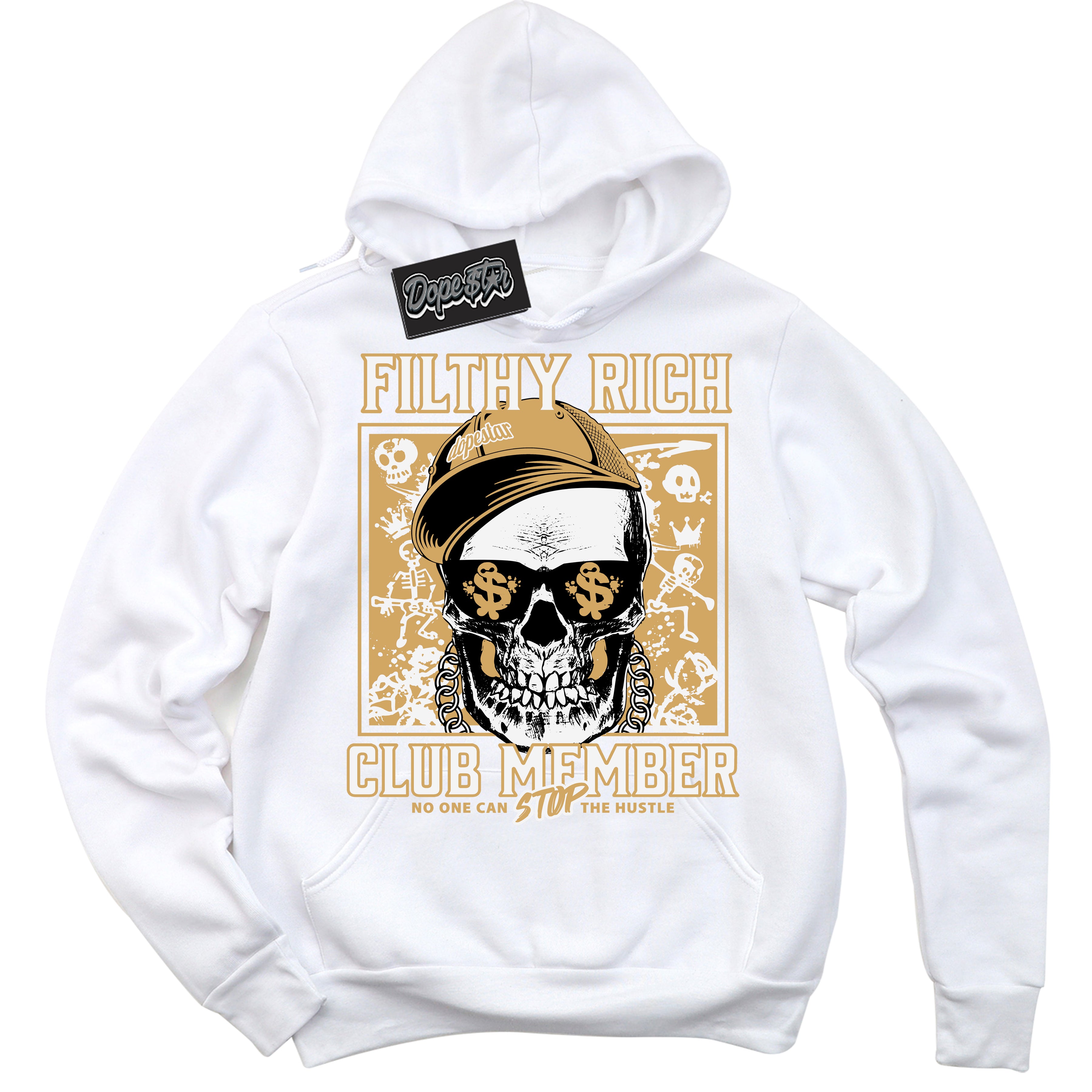 Cool White Hoodie with “ Filthy Rich ” design that Perfectly Matches Craft Paris 6s Jordans.