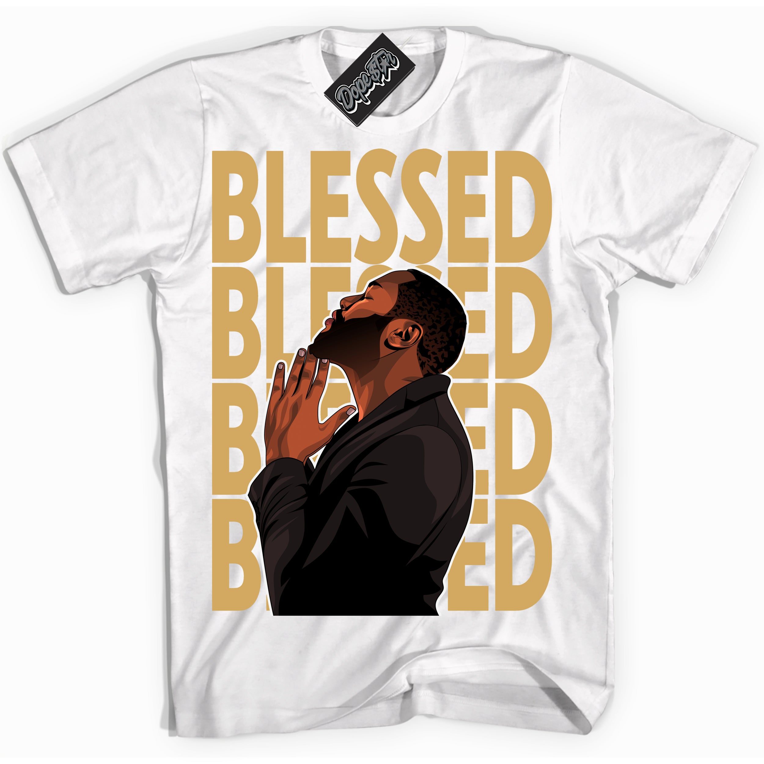 Cool White Shirt with “ God Blessed ” design that perfectly matches Craft Paris 6s Jordans.
