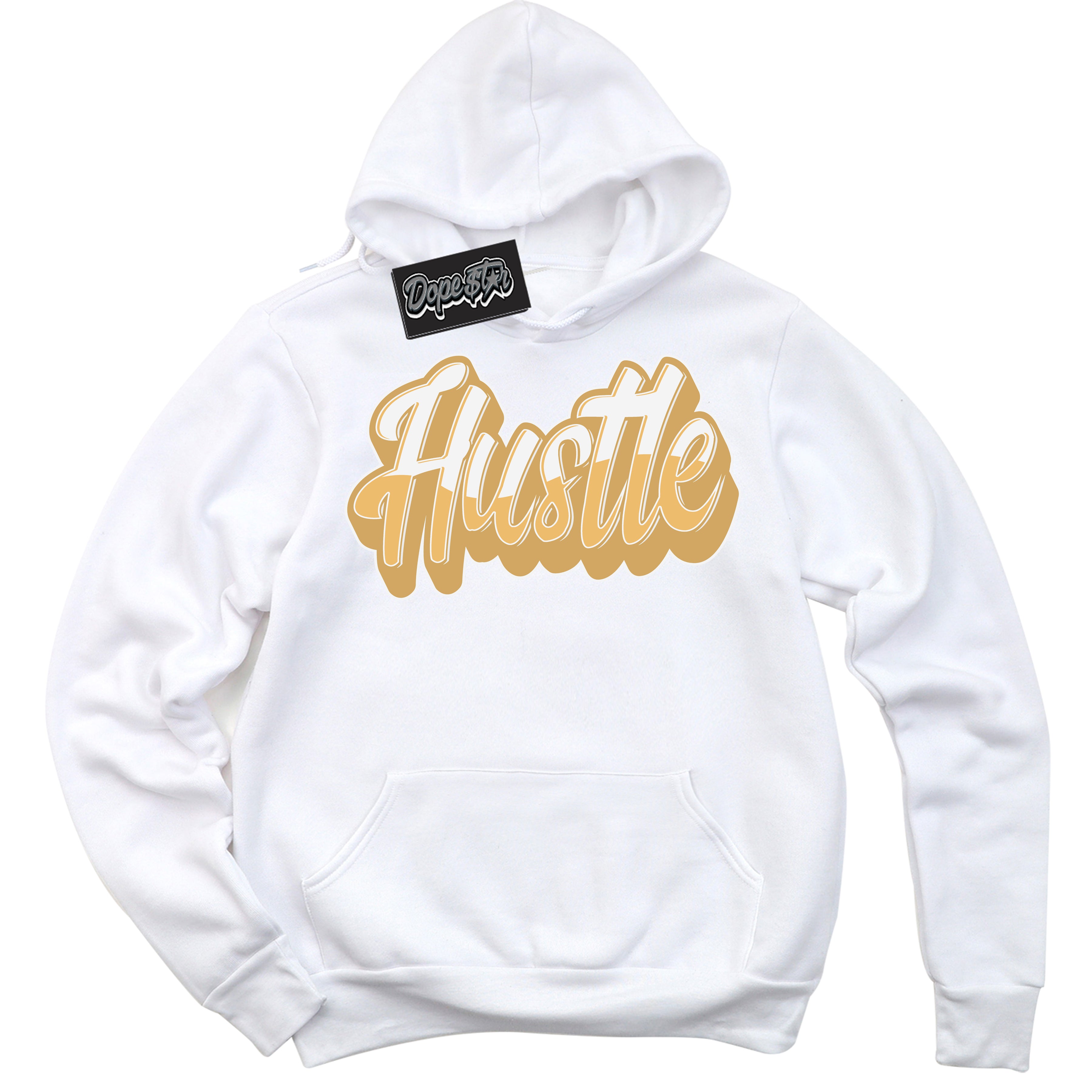 Cool White Hoodie with “ Hustle ” design that Perfectly Matches Craft Paris 6s Jordans.