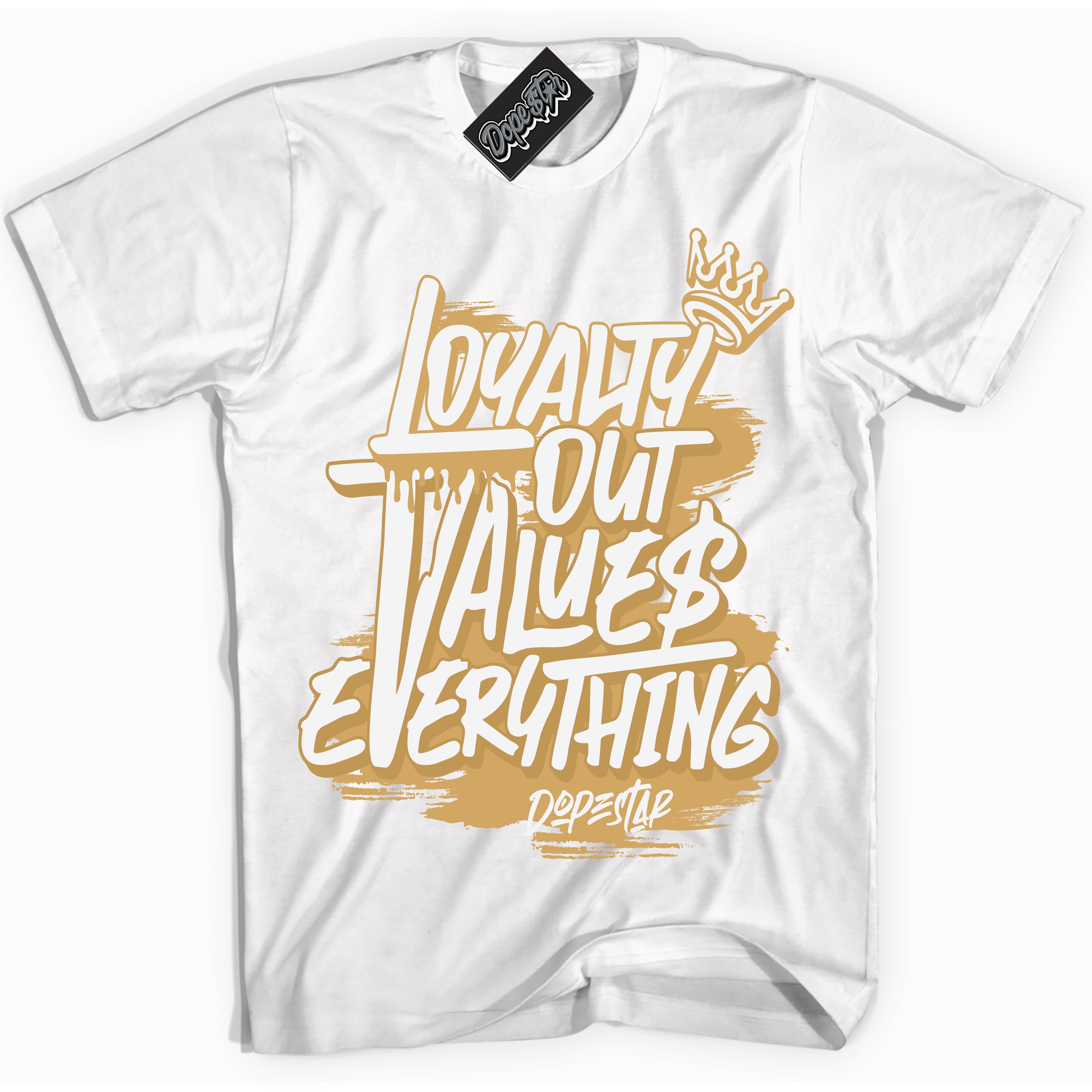 Cool White Shirt with “ Loyalty Out Values Everything ” design that perfectly matches Craft Paris 6s Jordans.