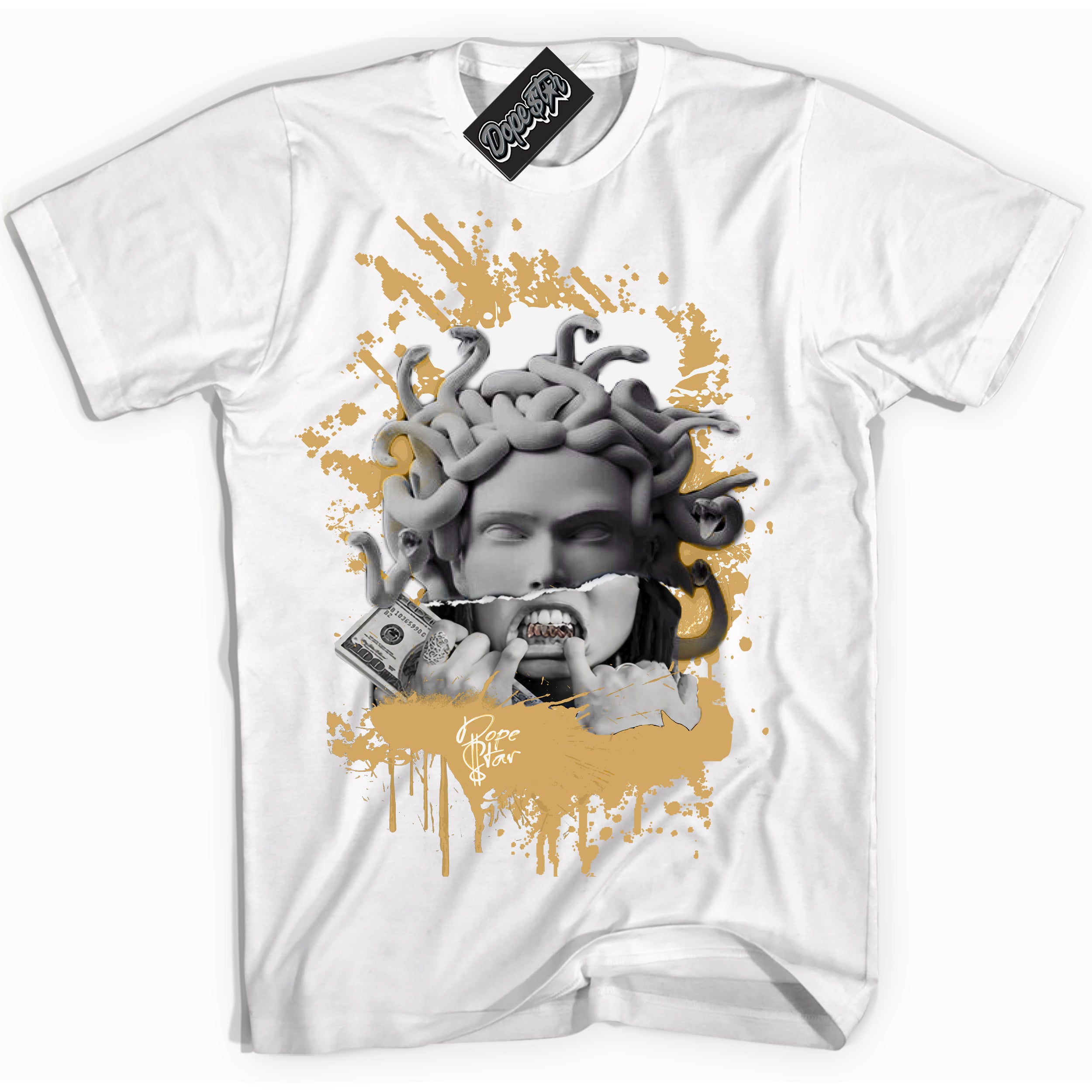 Cool White Shirt with “ Medusa ” design that perfectly matches Craft Paris 6s Jordans.