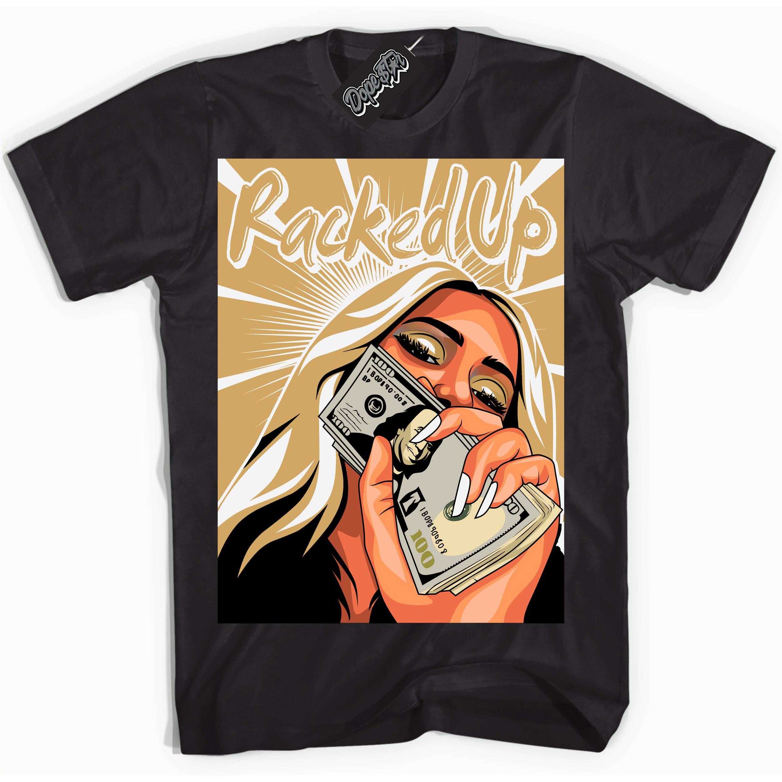 Cool Black Shirt with “ Racked Up ” design that perfectly matches Craft Paris 6s Jordans.