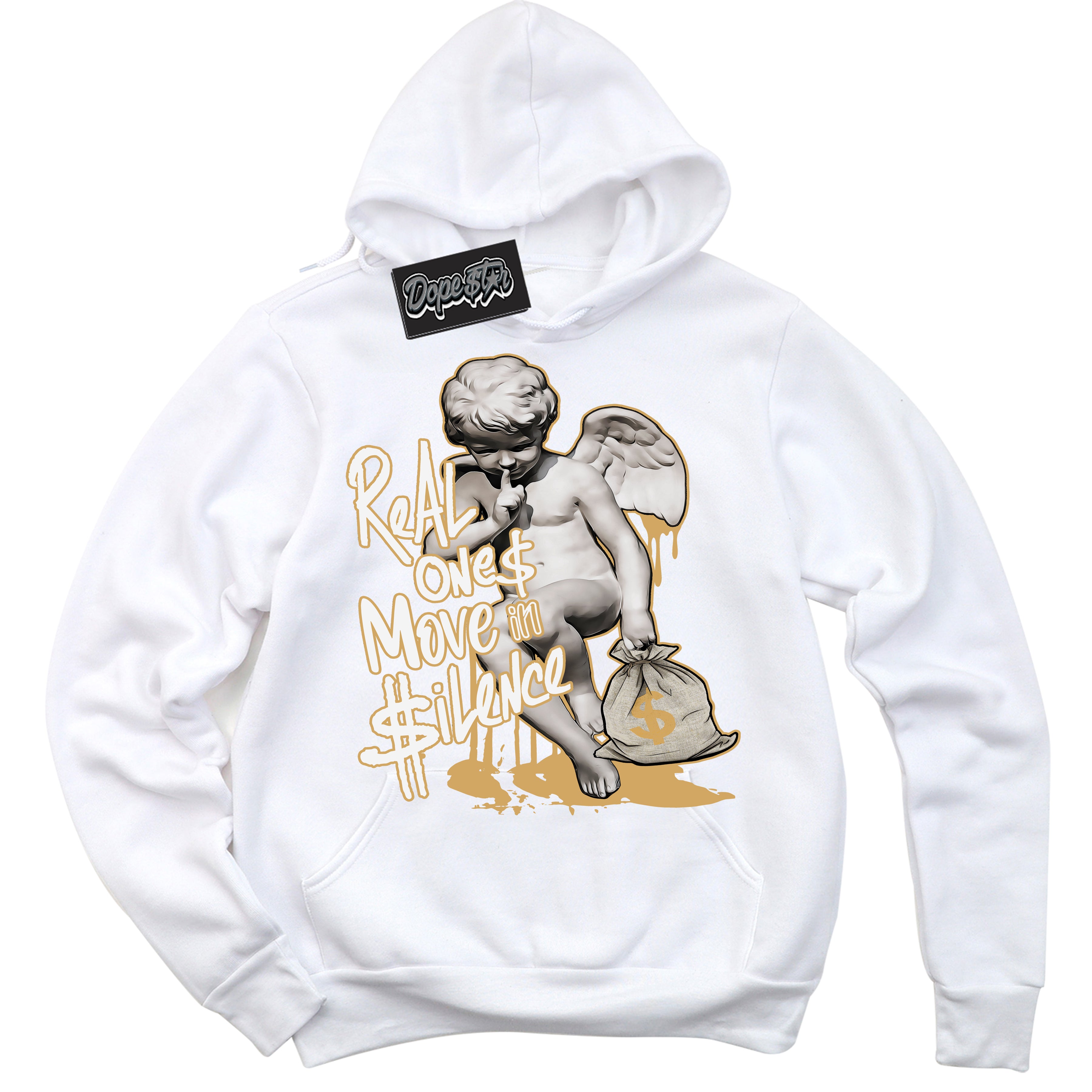 Cool White Hoodie with “ Real Ones Cherub ” design that Perfectly Matches Craft Paris 6s Jordans.