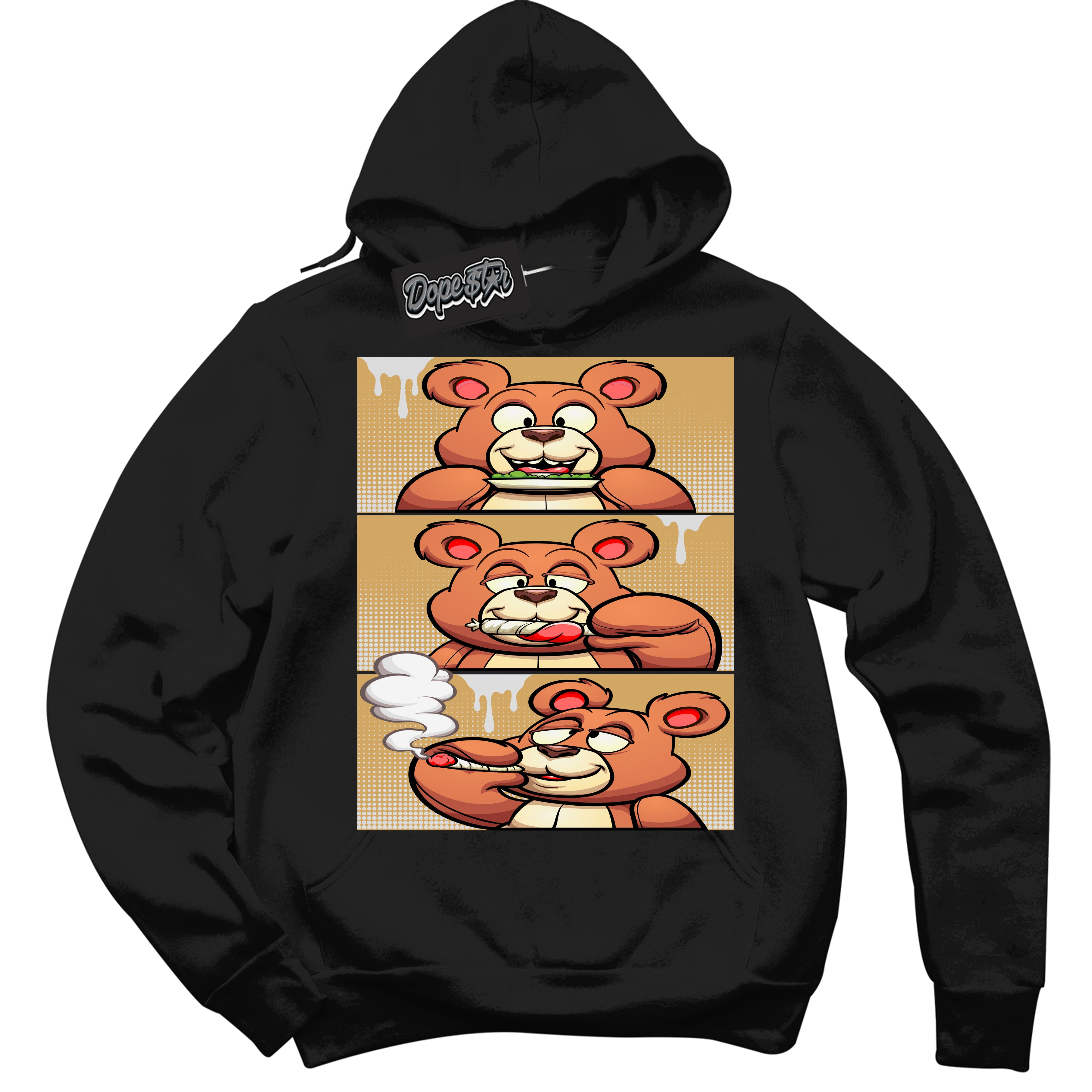 Cool Black Hoodie with “ Roll It Lick It Smoke It Bear ” design that Perfectly Matches Craft Paris 6s Jordans.