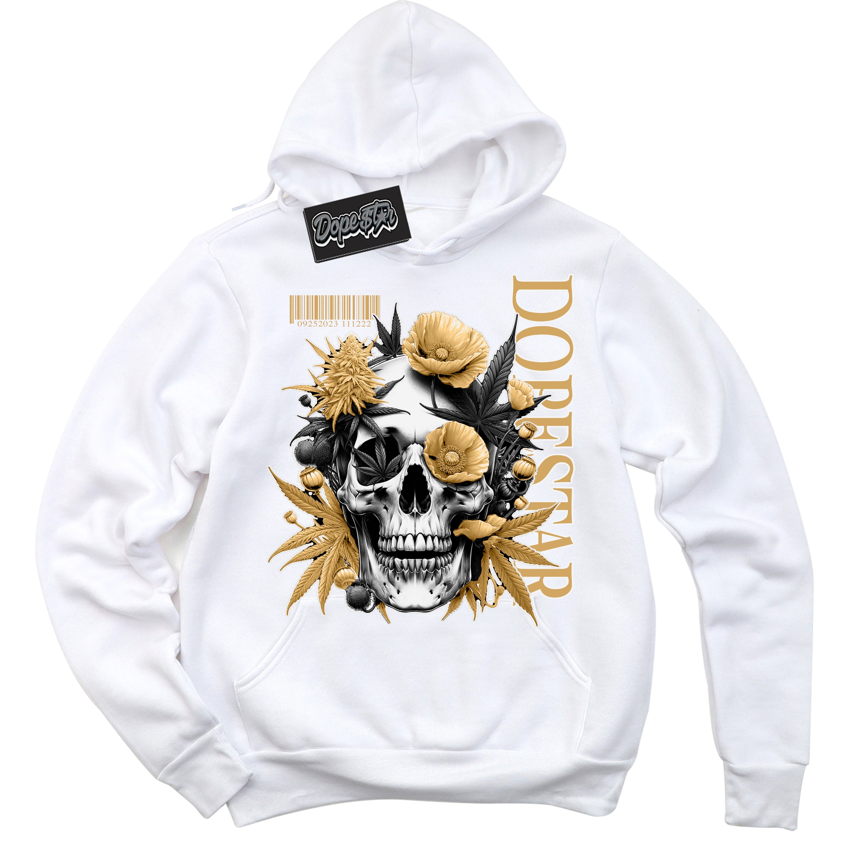 Cool White Hoodie with “ Skull Poppies ” design that Perfectly Matches Craft Paris 6s Jordans.