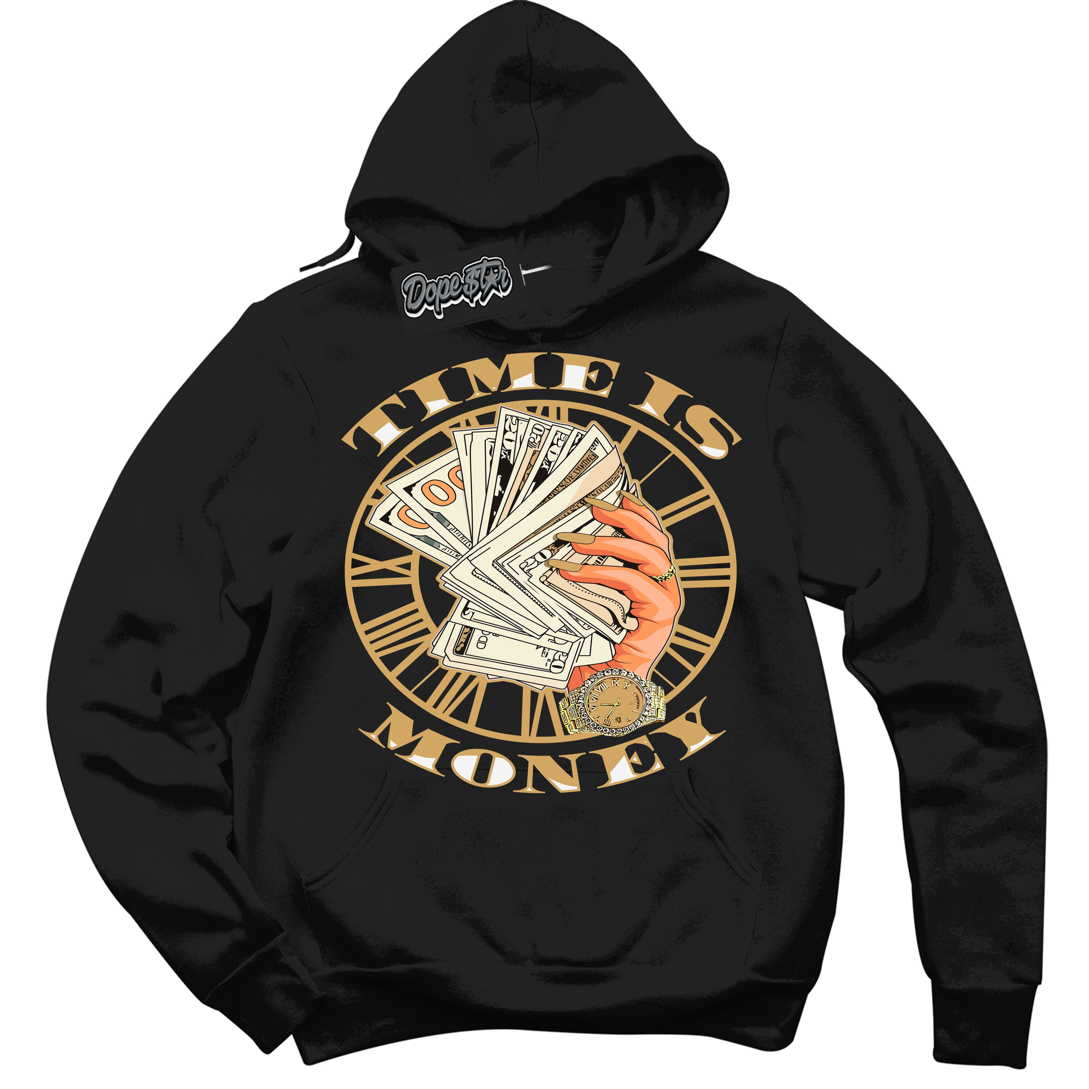 Cool Black Hoodie with “ Time Is Money ” design that Perfectly Matches Craft Paris 6s Jordans.
