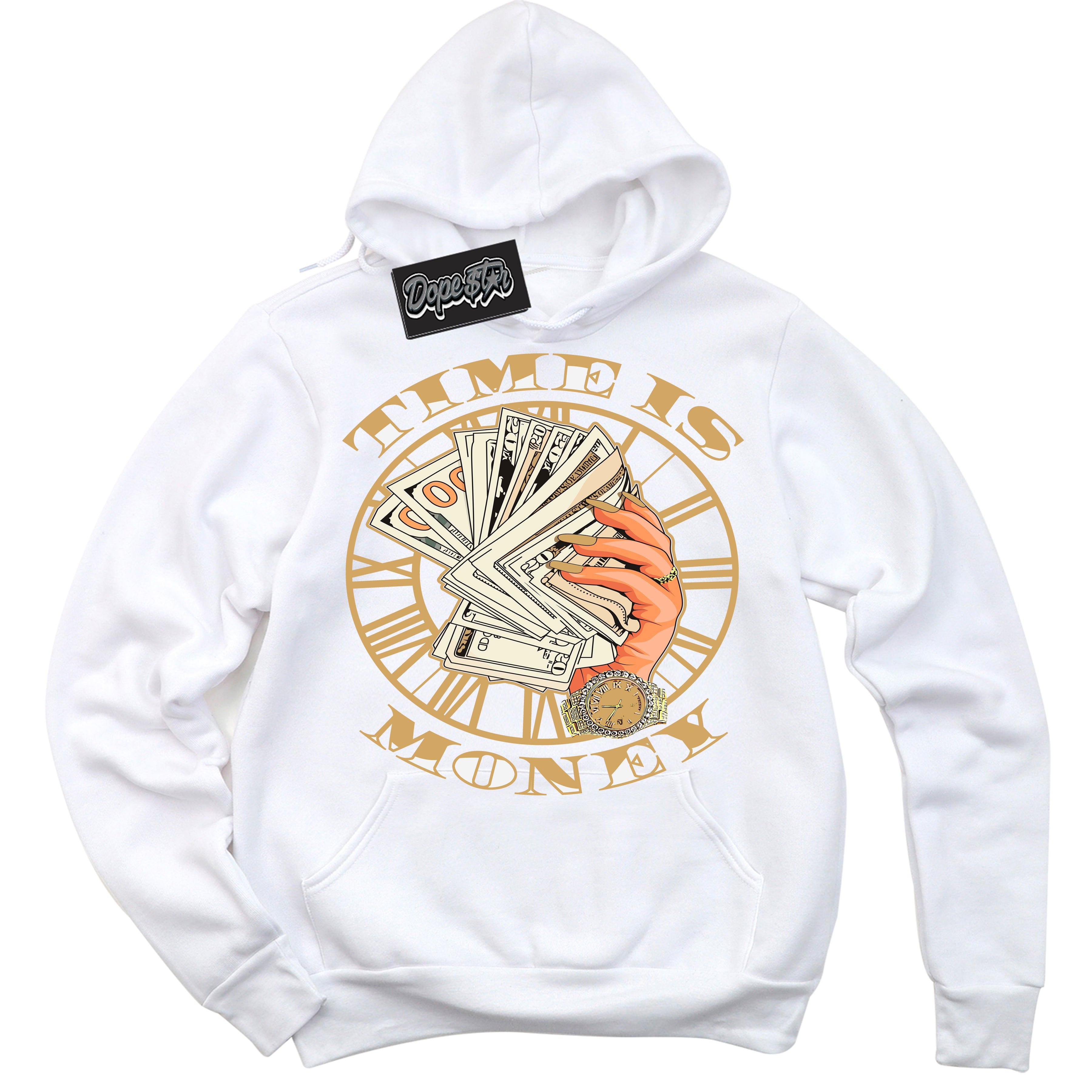 Cool White Hoodie with “ Time Is Money ” design that Perfectly Matches Craft Paris 6s Jordans.