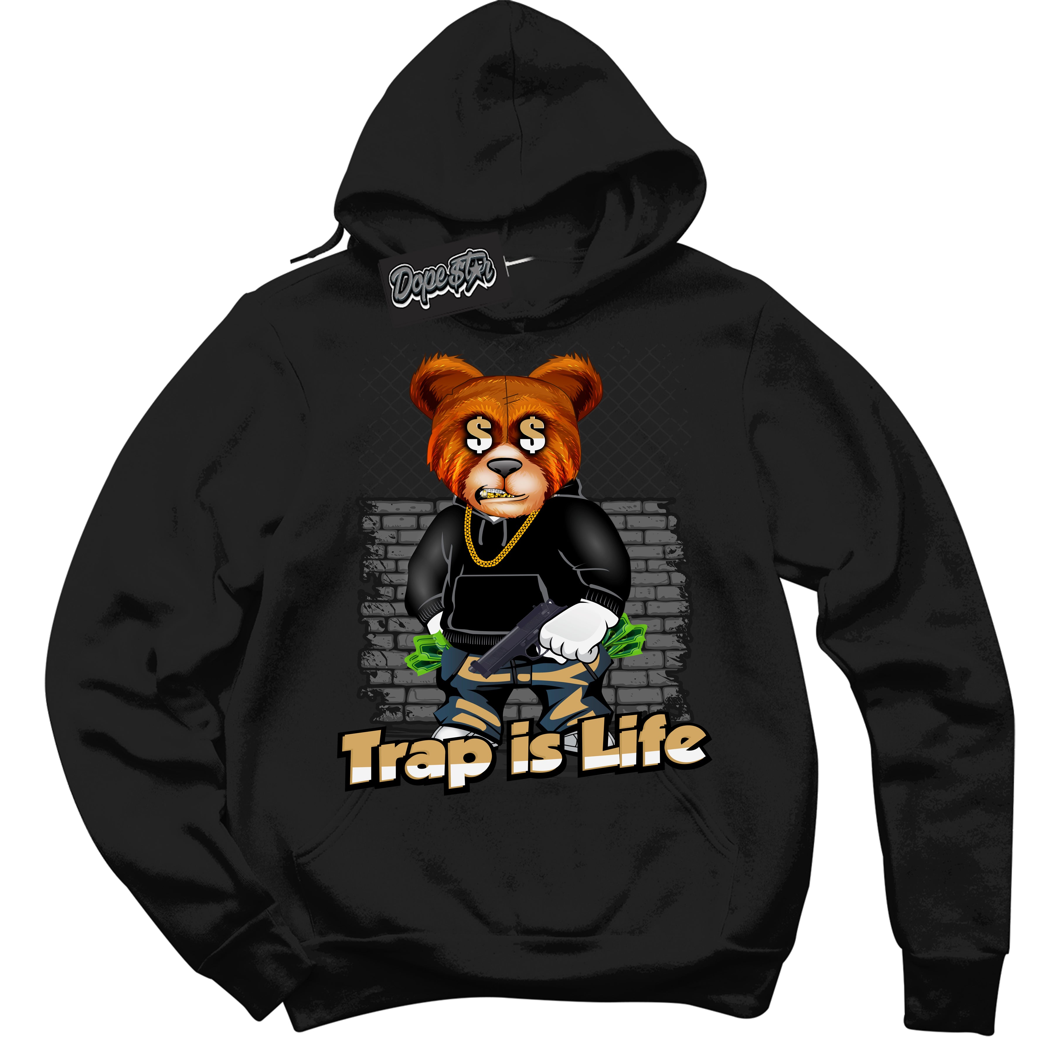 Cool Black Hoodie with “ Trap Is Life ” design that Perfectly Matches Craft Paris 6s Jordans.