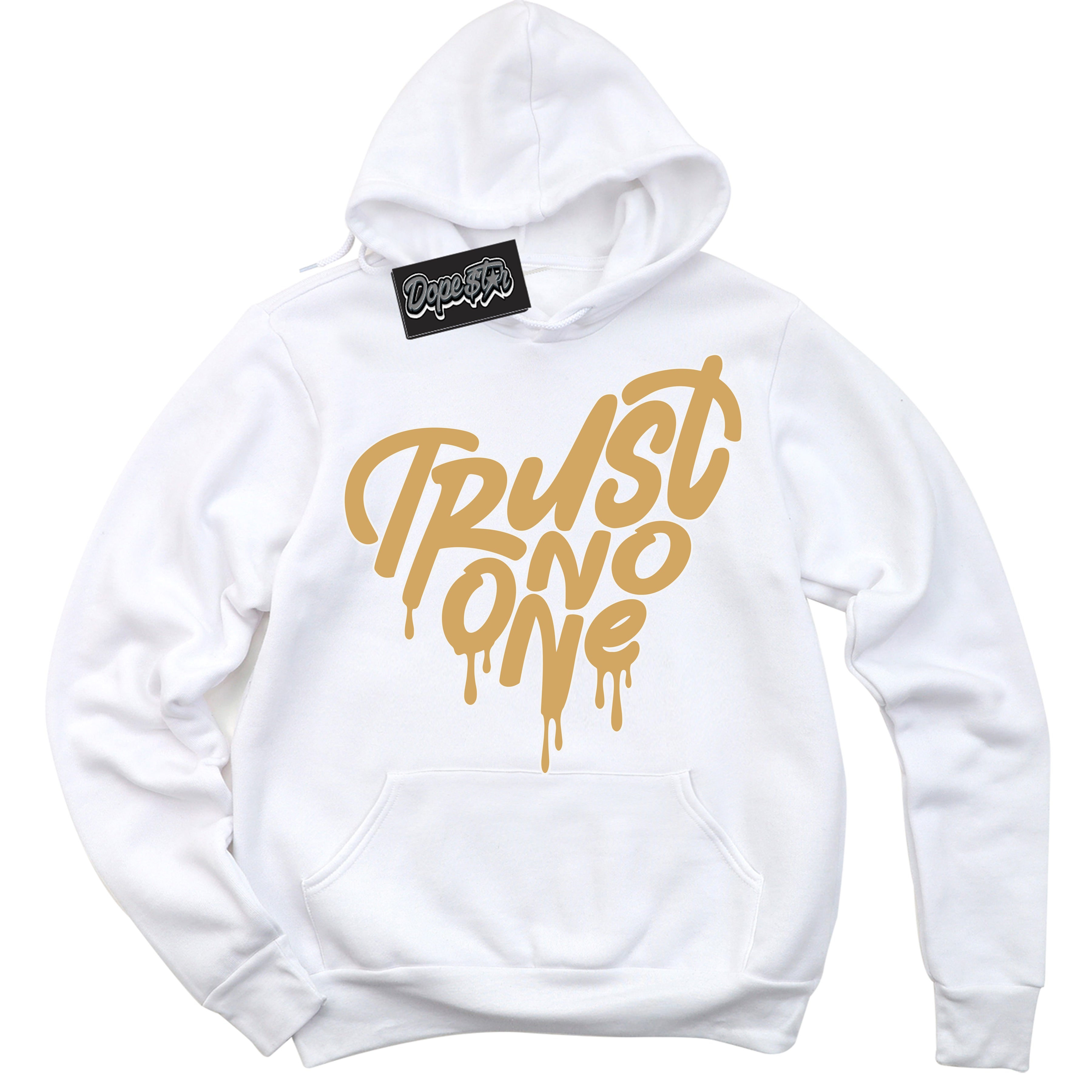 Cool White Hoodie with “ Trust No One Heart ” design that Perfectly Matches Craft Paris 6s Jordans.
