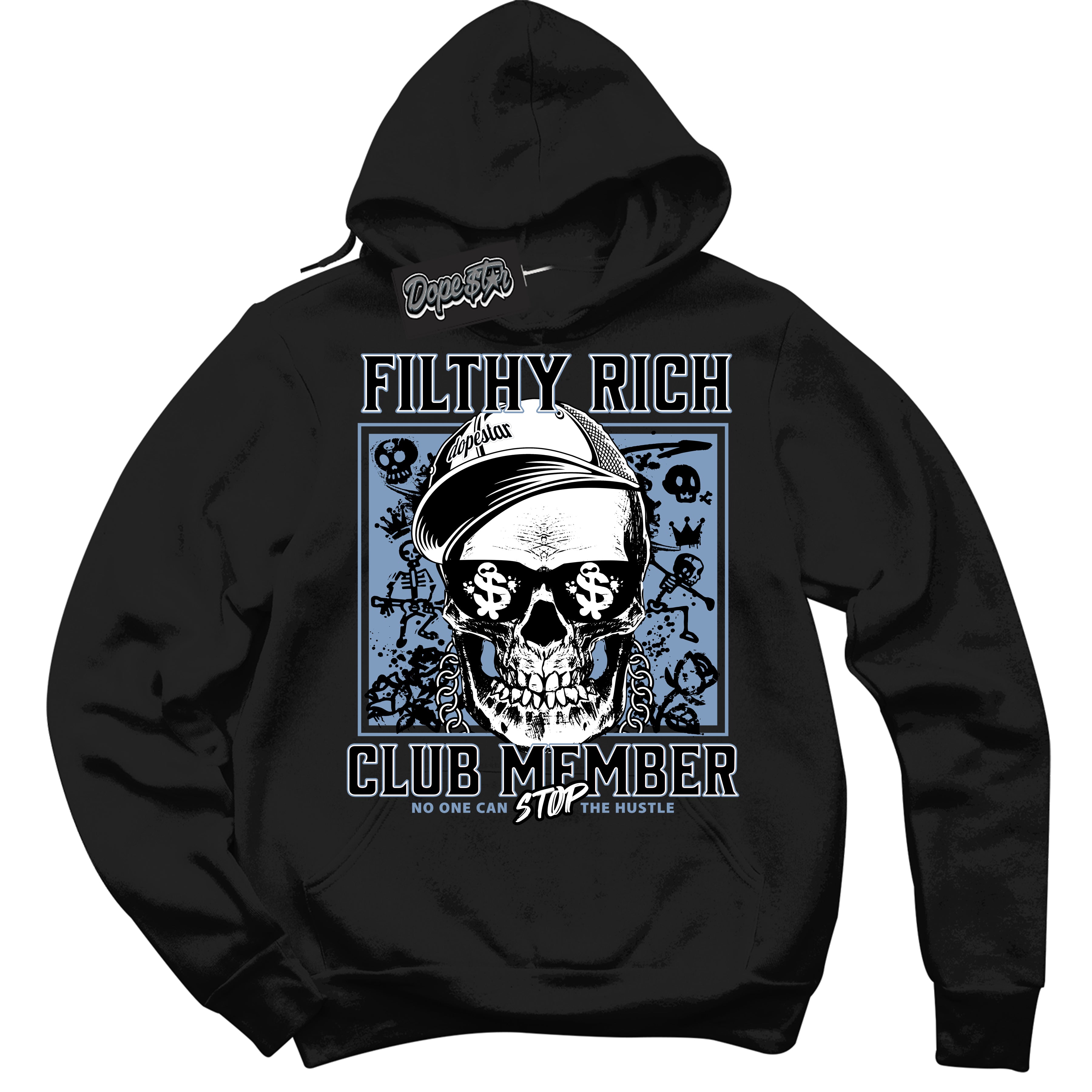 Cool Black Hoodie with “ Filthy Rich ” design that Perfectly Matches Reverse Oreo 6s Sneakers.
