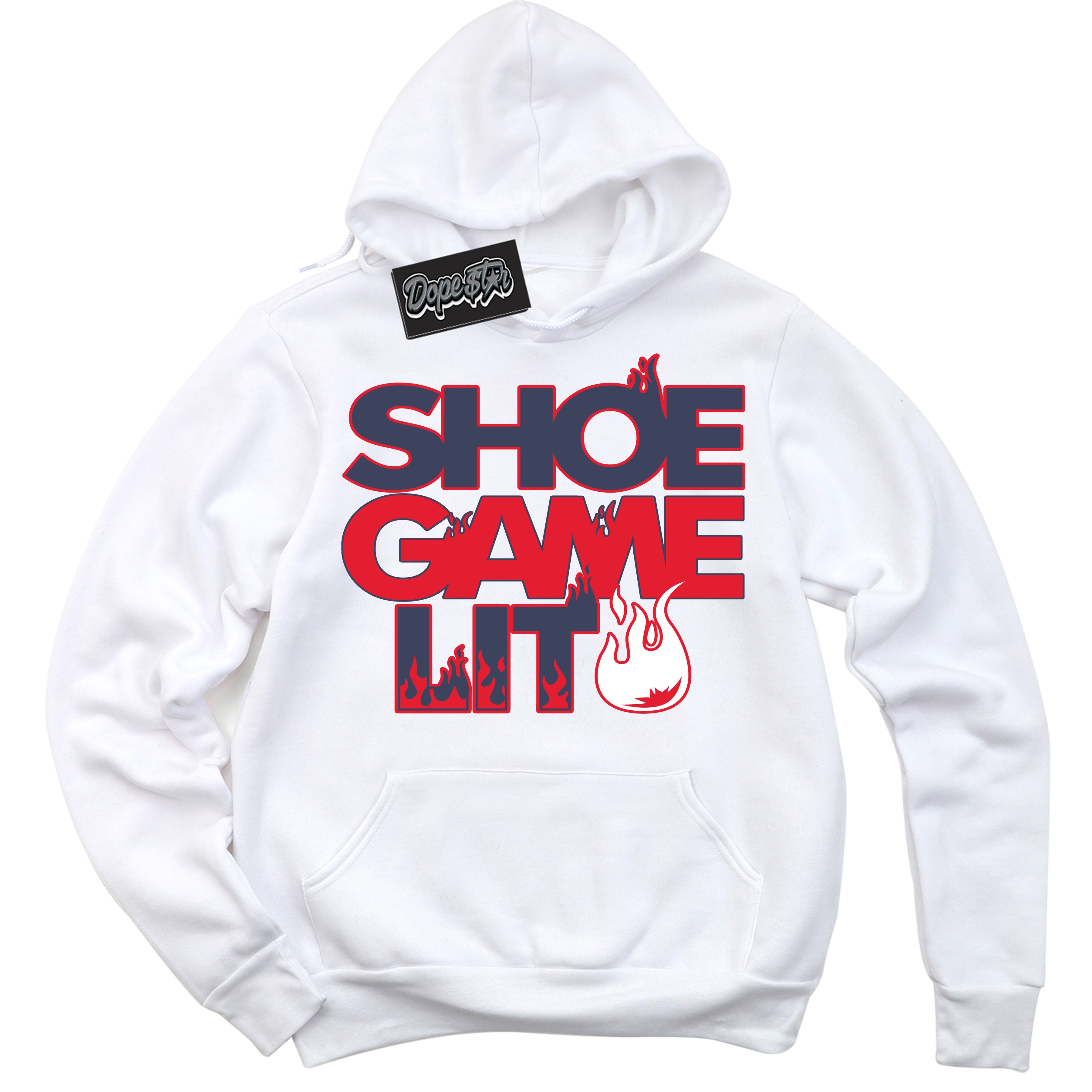 Cool White Hoodie with “ Shoe Game Lit '' design that Perfectly Matches Quai 54 7s Sneakers.