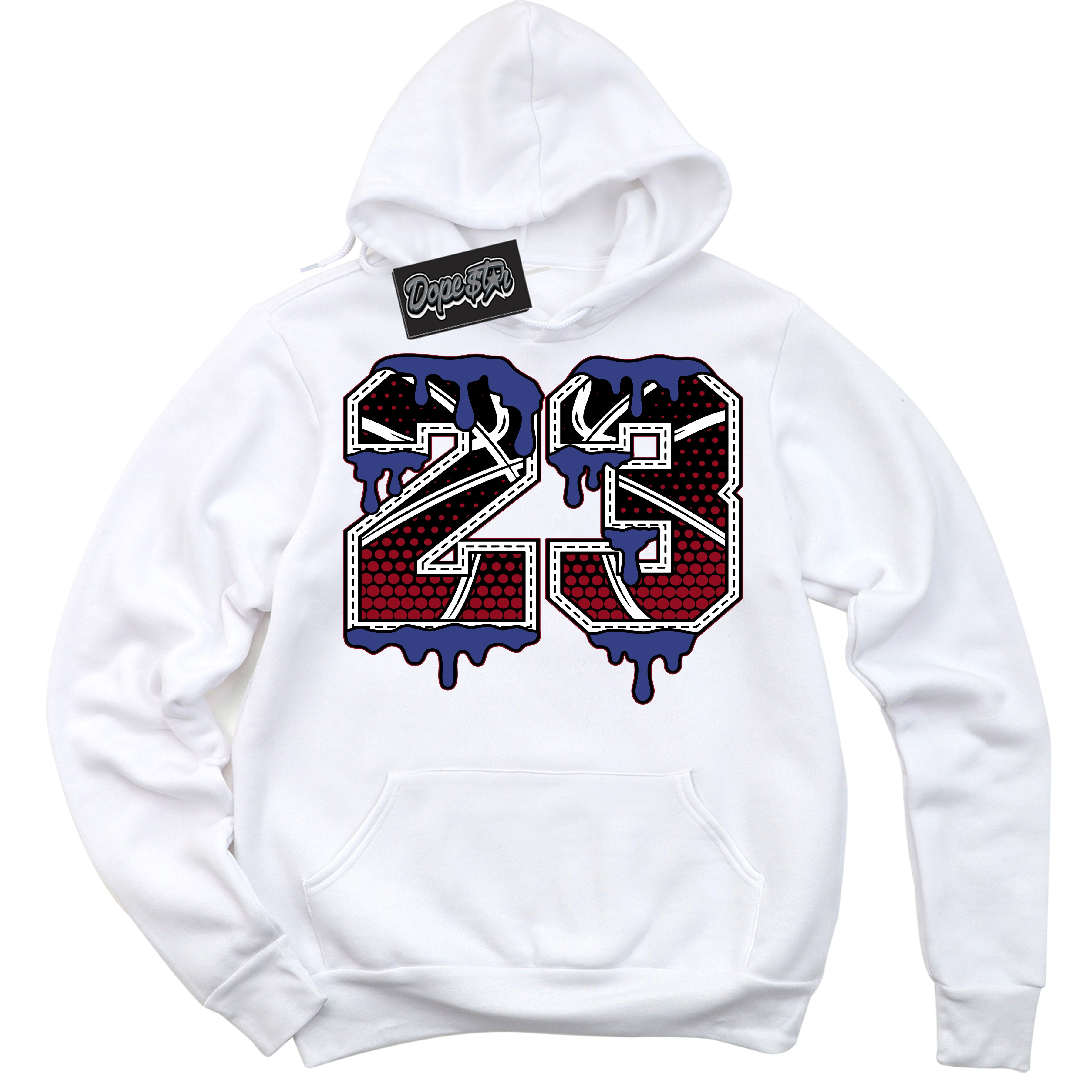 Cool White Hoodie with “ 23 Ball ” design that Perfectly Matches Playoffs 8s Sneakers.