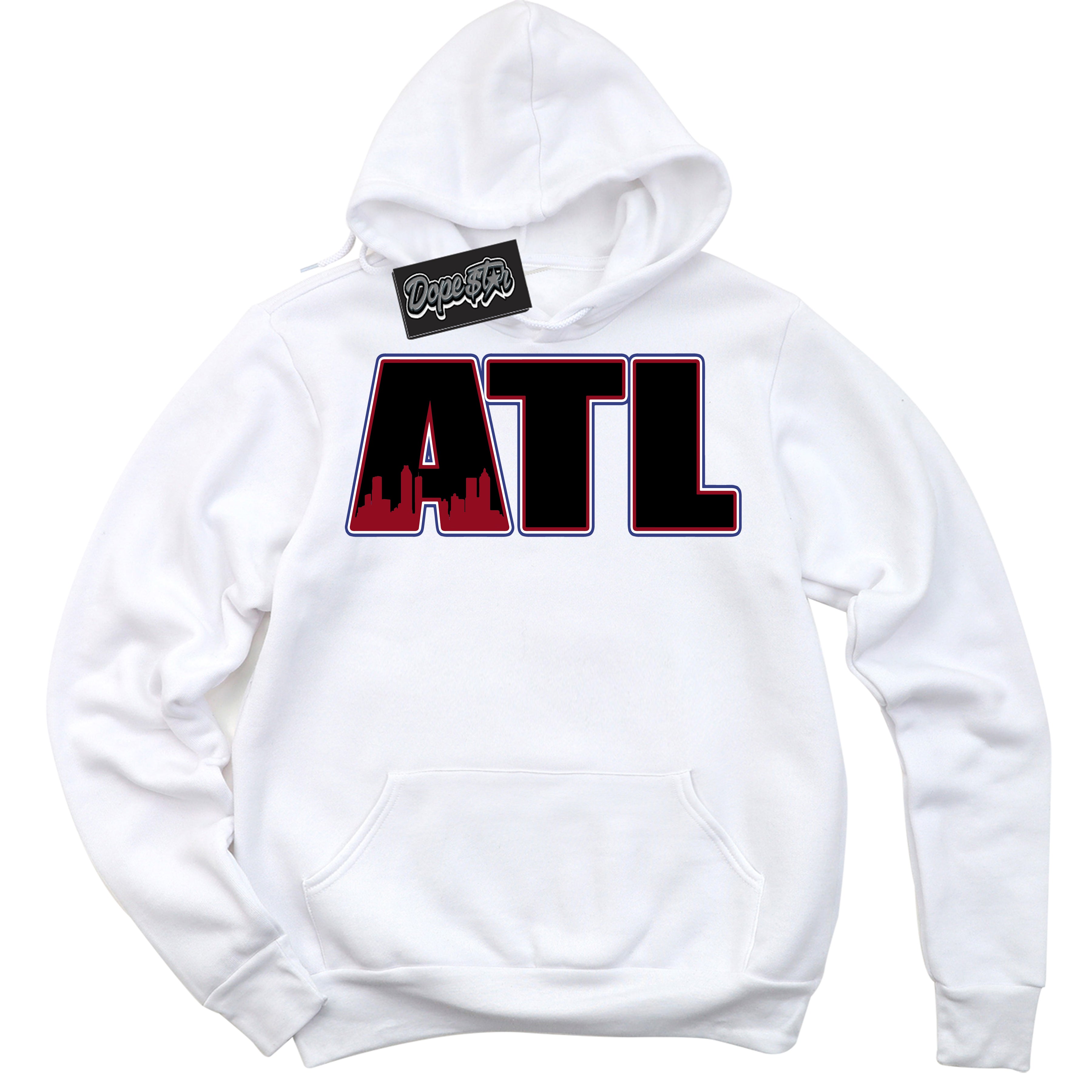 Cool White Hoodie with “ Atlanta ” design that Perfectly Matches Playoffs 8s Sneakers.