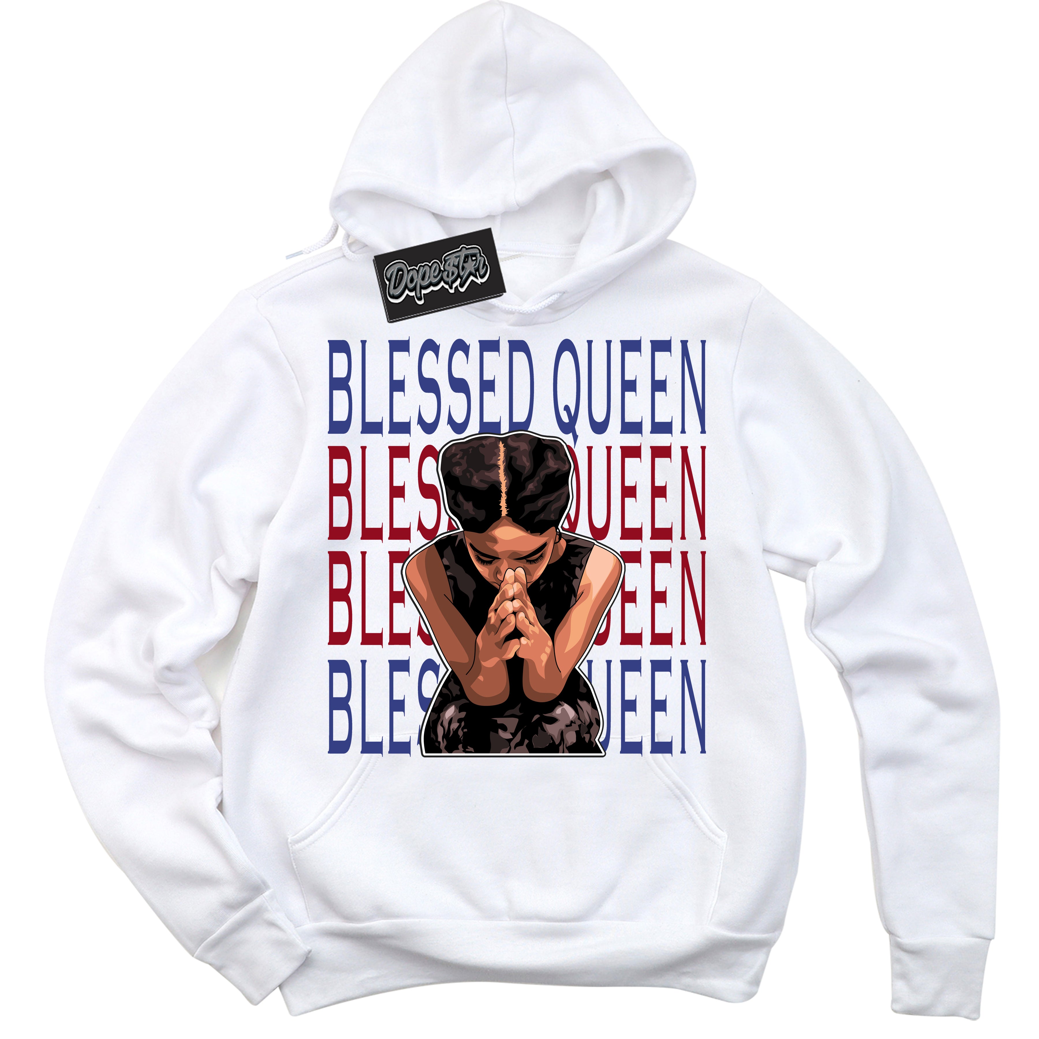 Cool White Hoodie with “ Blessed Queen ” design that Perfectly Matches Playoffs 8s Sneakers.