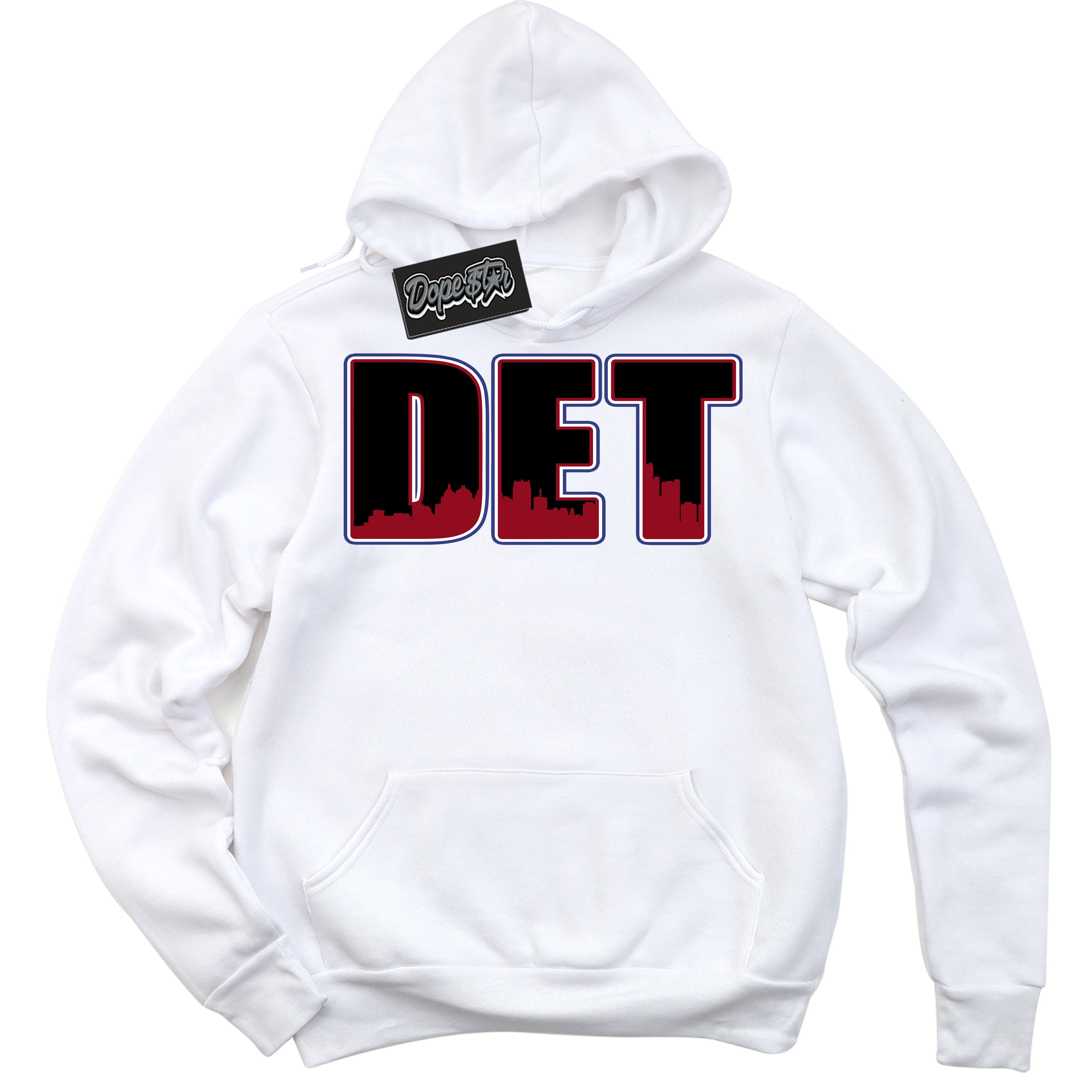 Cool White Hoodie with “ Detroit ” design that Perfectly Matches Playoffs 8s Sneakers.