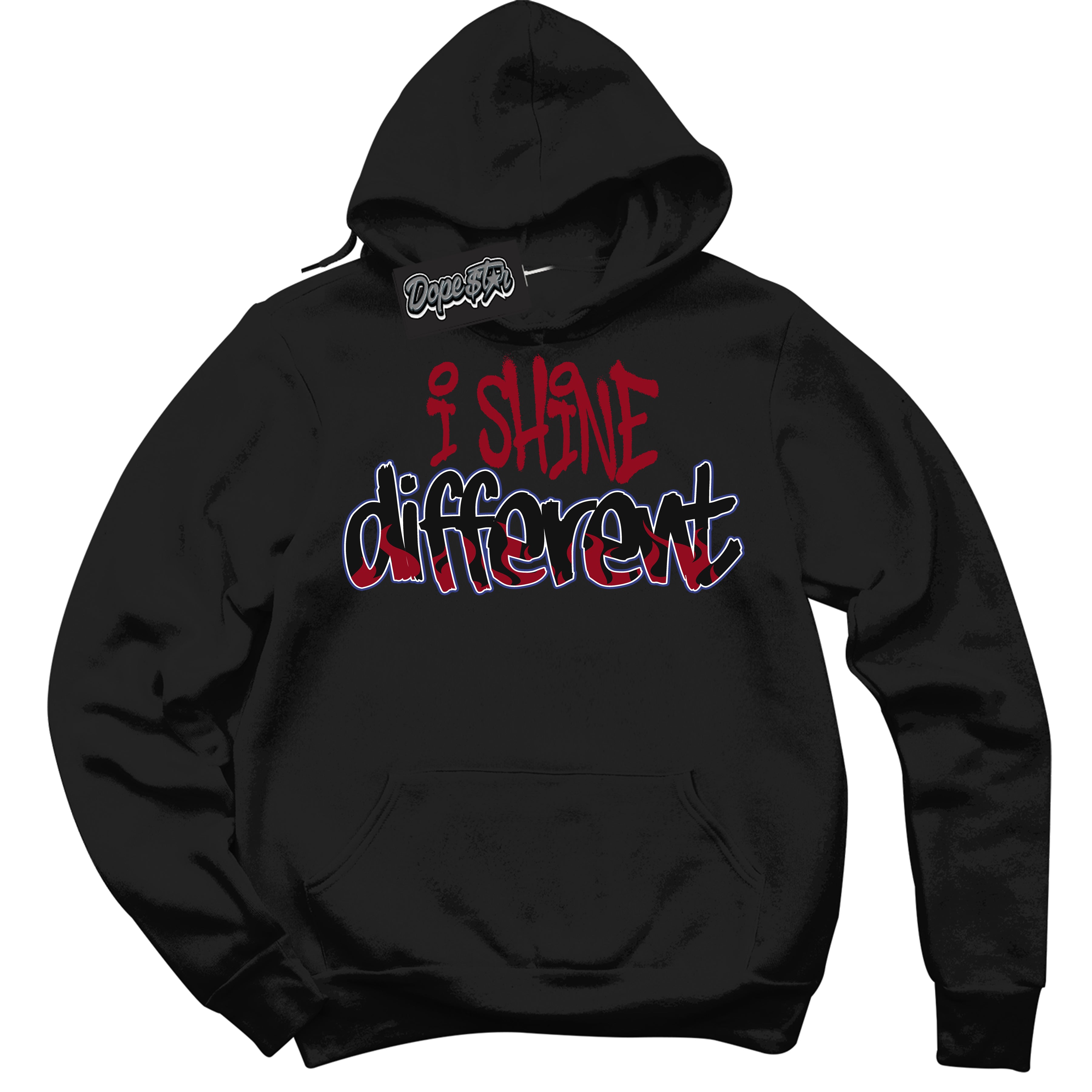 Cool Black Hoodie with “ I Shine Different ” design that Perfectly Matches Playoffs 8s Sneakers.