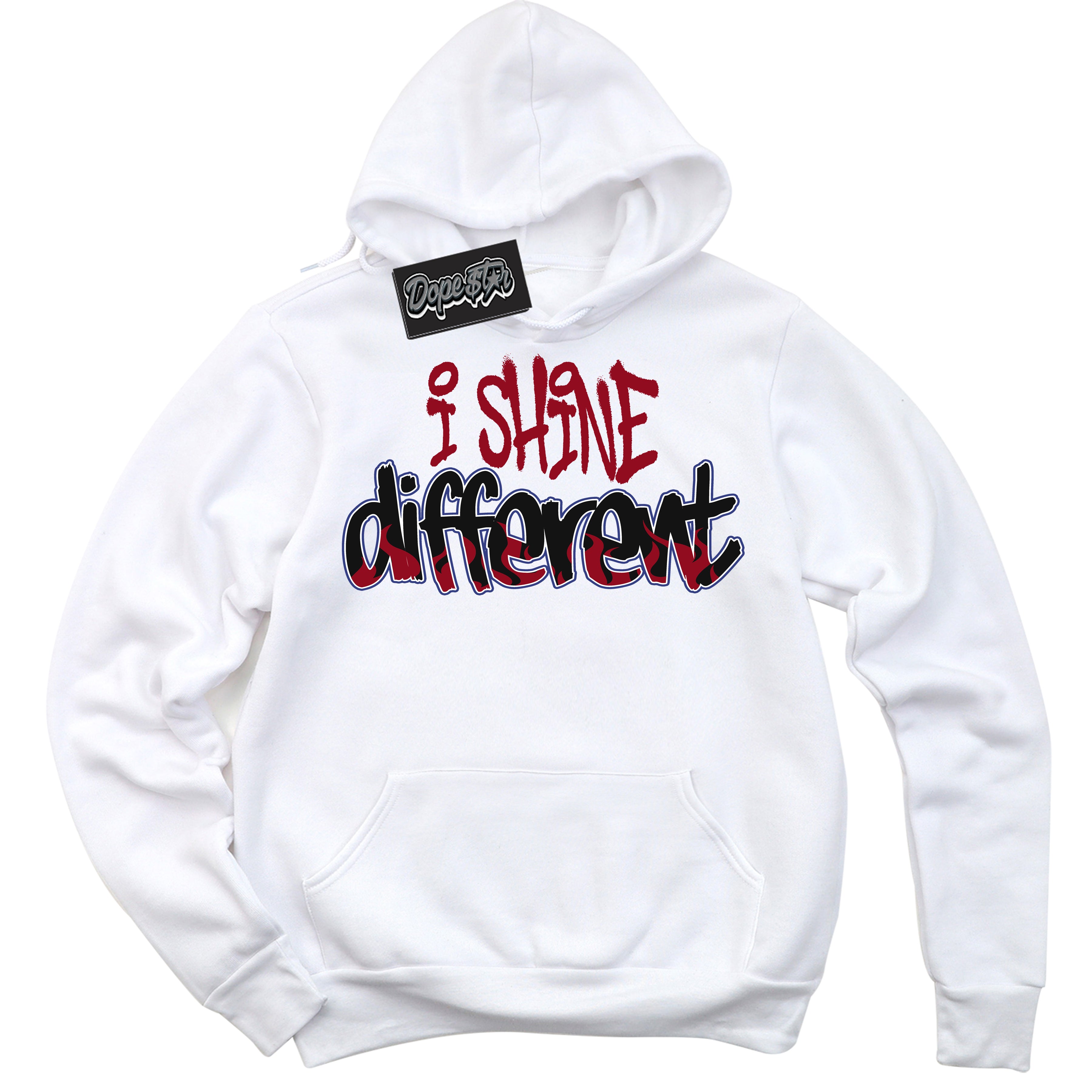 Cool White Hoodie with “ I Shine Different ” design that Perfectly Matches Playoffs 8s Sneakers.