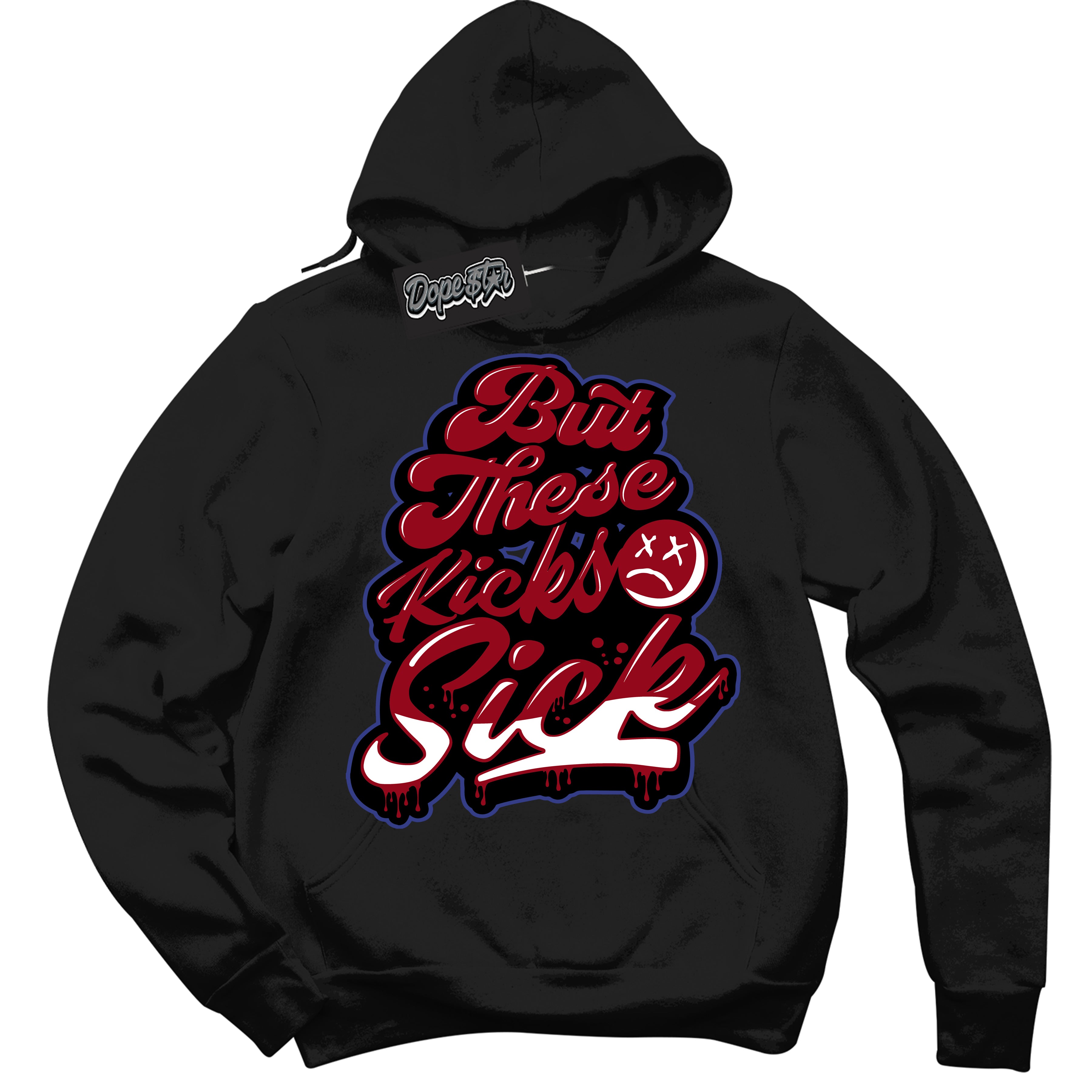 Cool Black Hoodie with “ Kick Sick ” design that Perfectly Matches Playoffs 8s Sneakers.