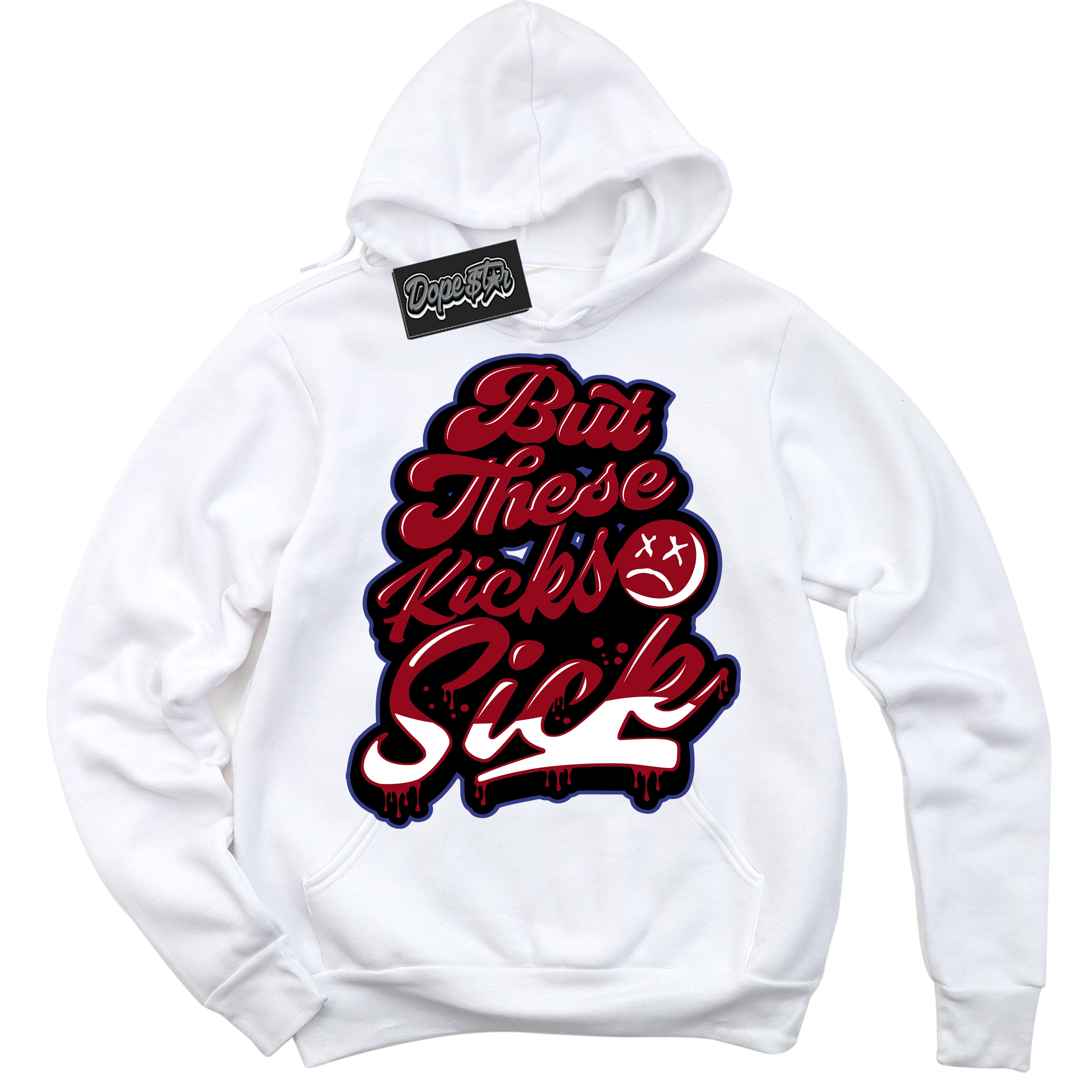 Cool White Hoodie with “ Kick Sick ” design that Perfectly Matches Playoffs 8s Sneakers.