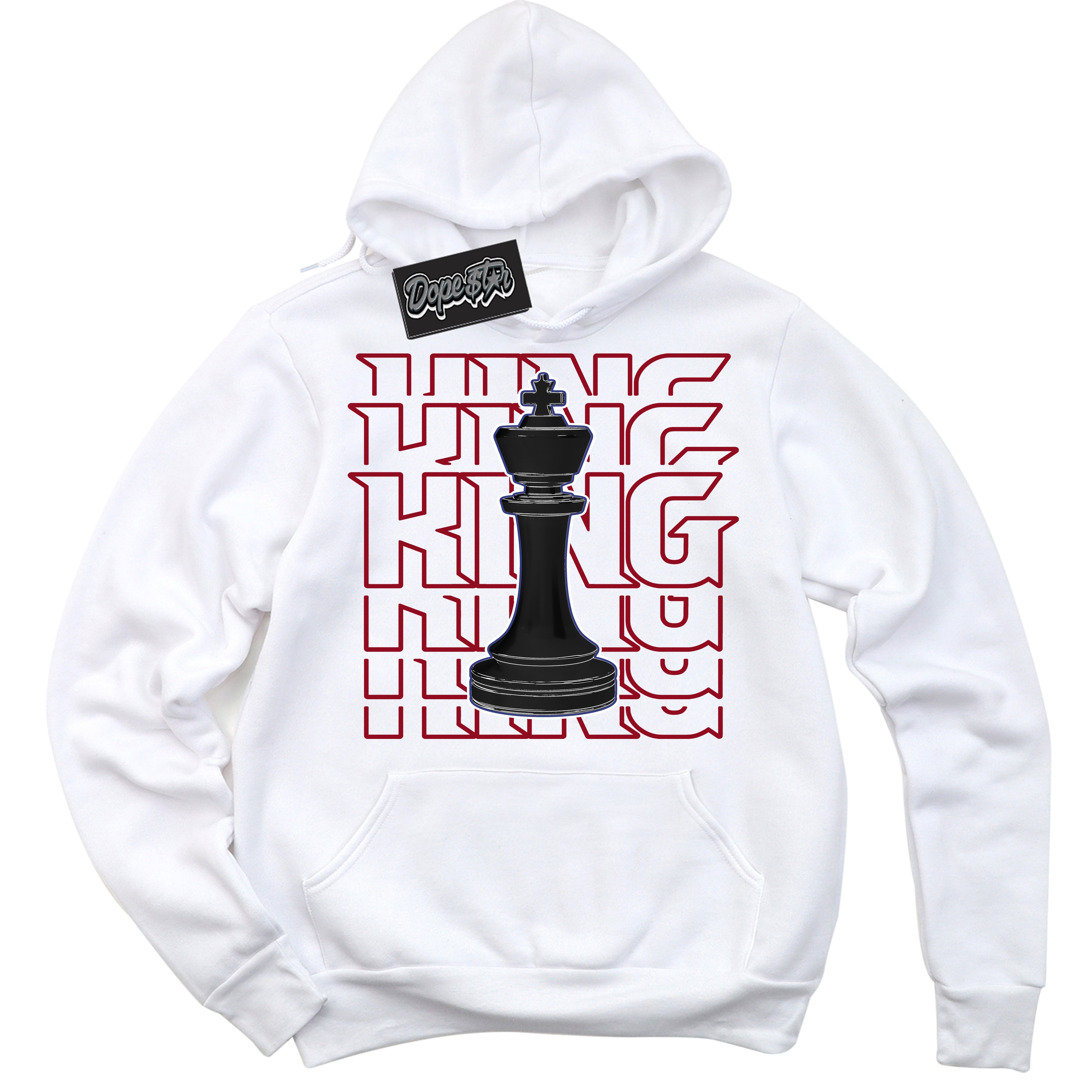 Cool White Hoodie with “ King Chess ” design that Perfectly Matches Playoffs 8s Sneakers.