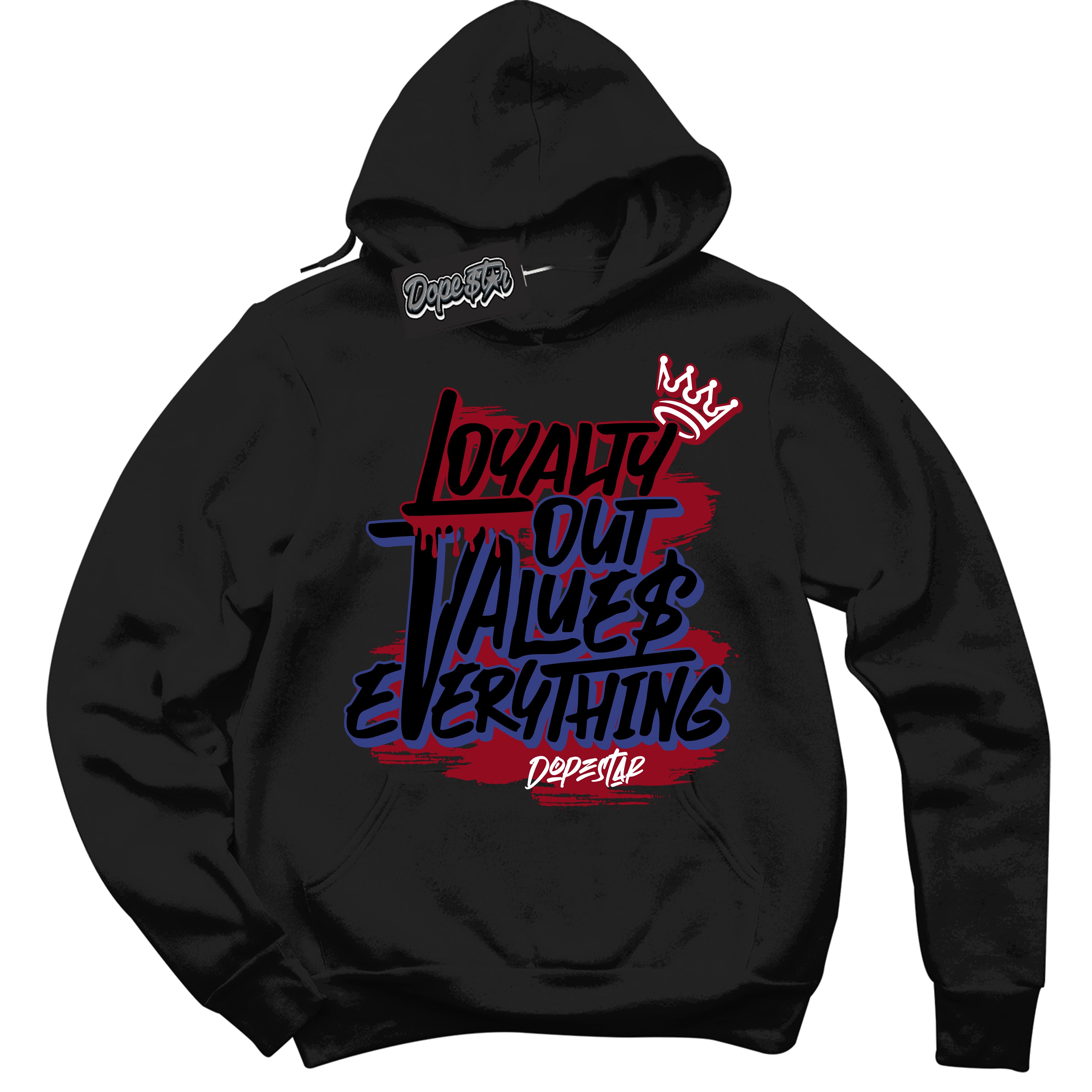 Cool Black Hoodie with “ Loyalty Out Values Everything ” design that Perfectly Matches Playoffs 8s Sneakers.