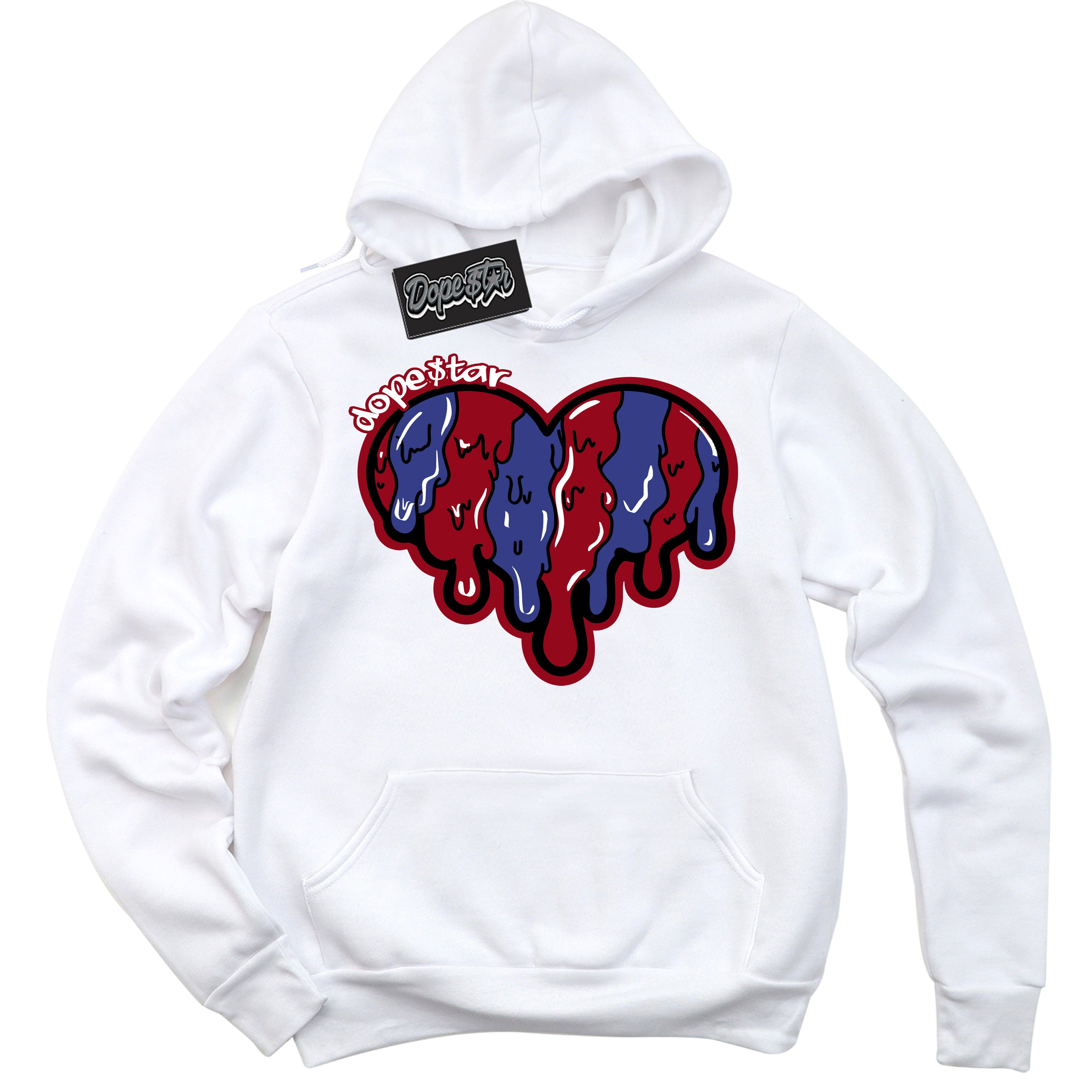 Cool White Hoodie with “ Melting Heart ” design that Perfectly Matches Playoffs 8s Sneakers.