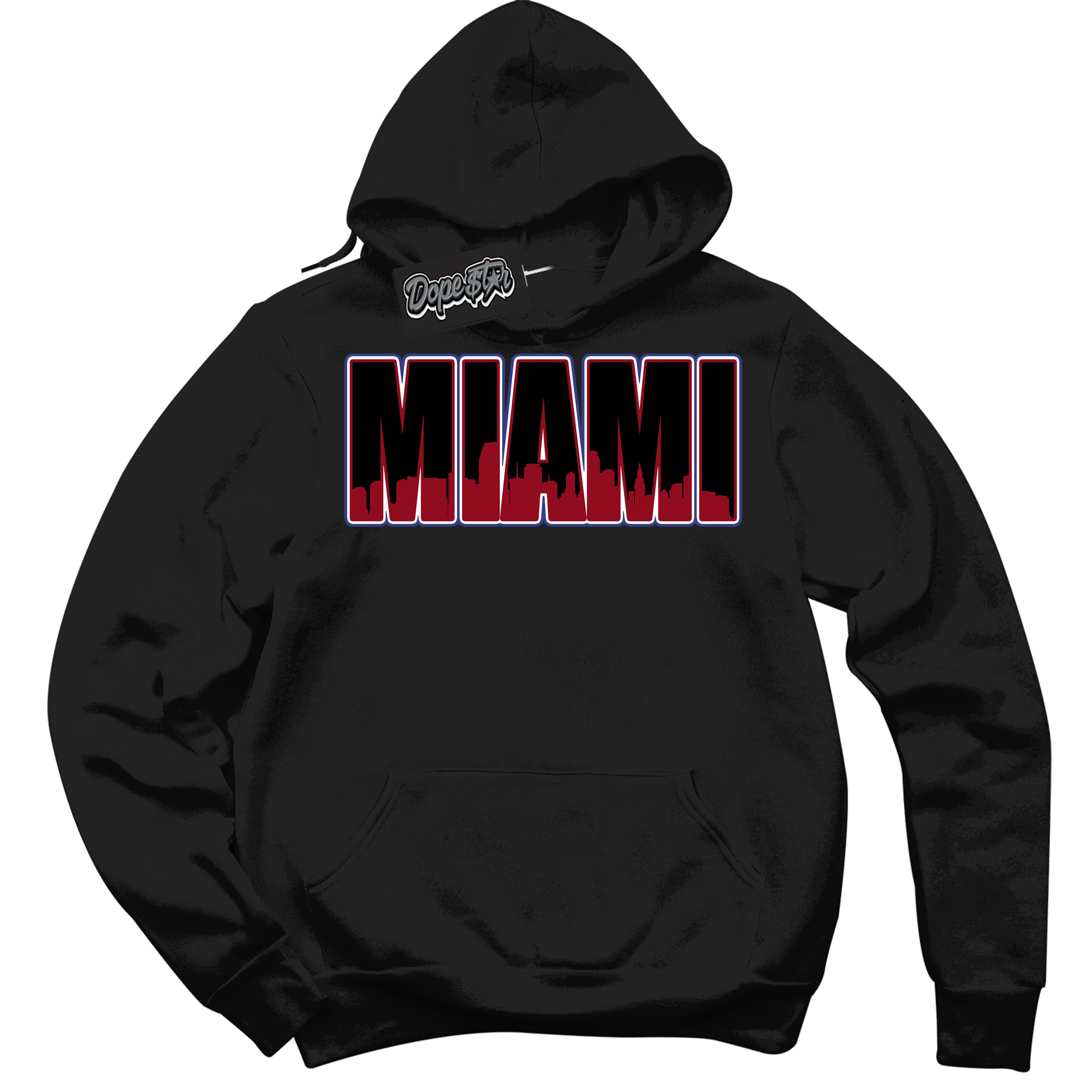 Cool Black Hoodie with “ Miami ” design that Perfectly Matches Playoffs 8s Sneakers.