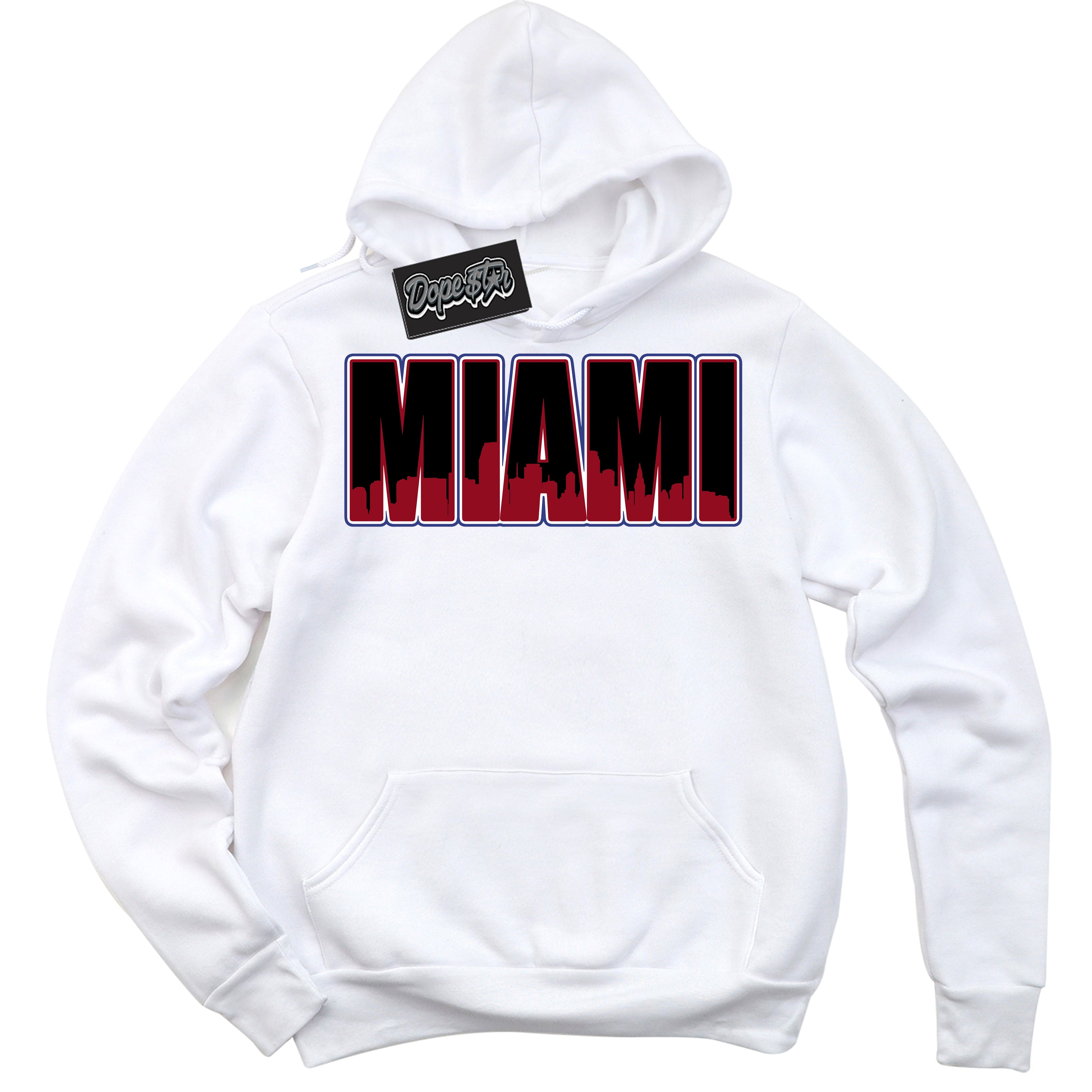Cool White Hoodie with “ Miami ” design that Perfectly Matches Playoffs 8s Sneakers.
