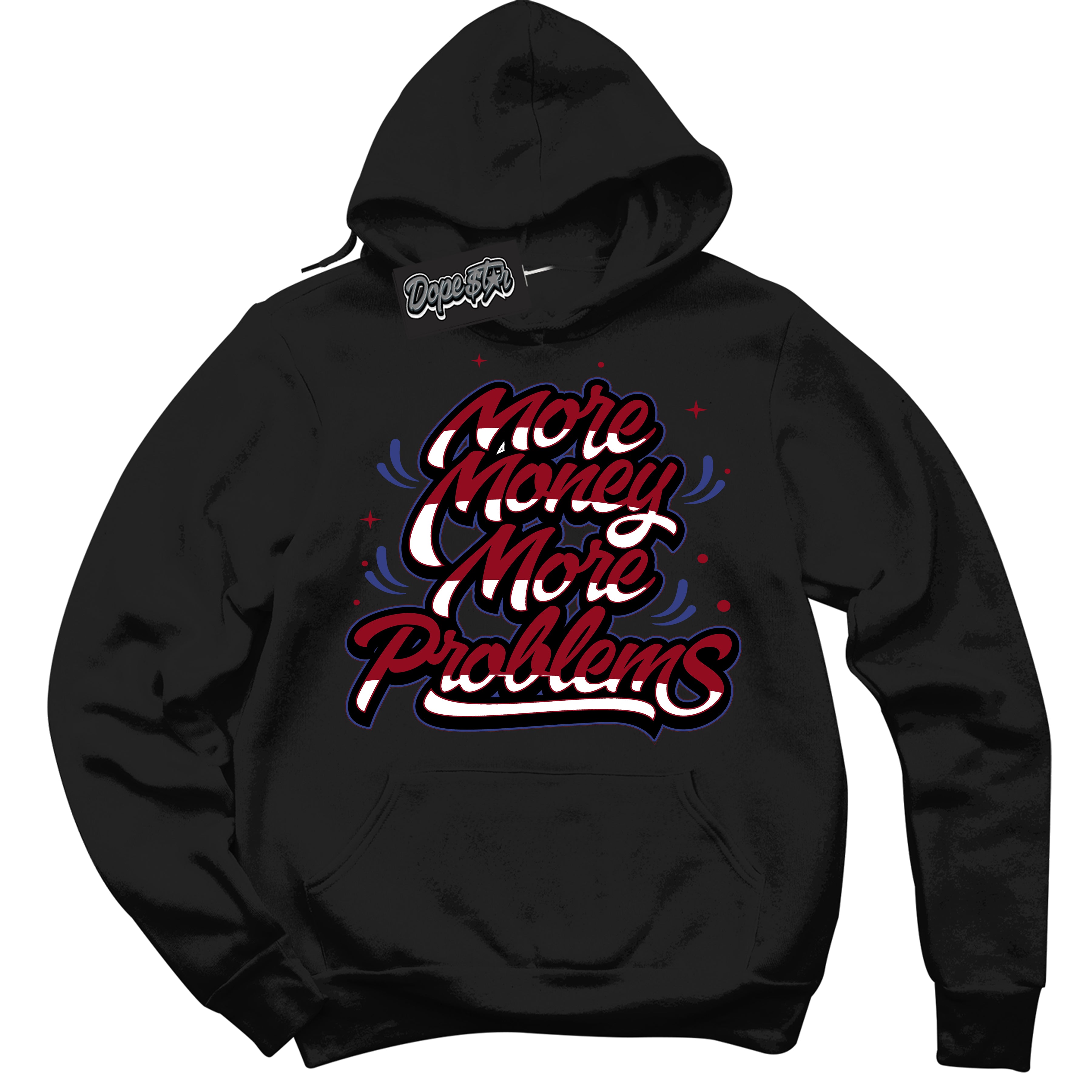Cool Black Hoodie with “ More Money More Problems ” design that Perfectly Matches Playoffs 8s Sneakers.