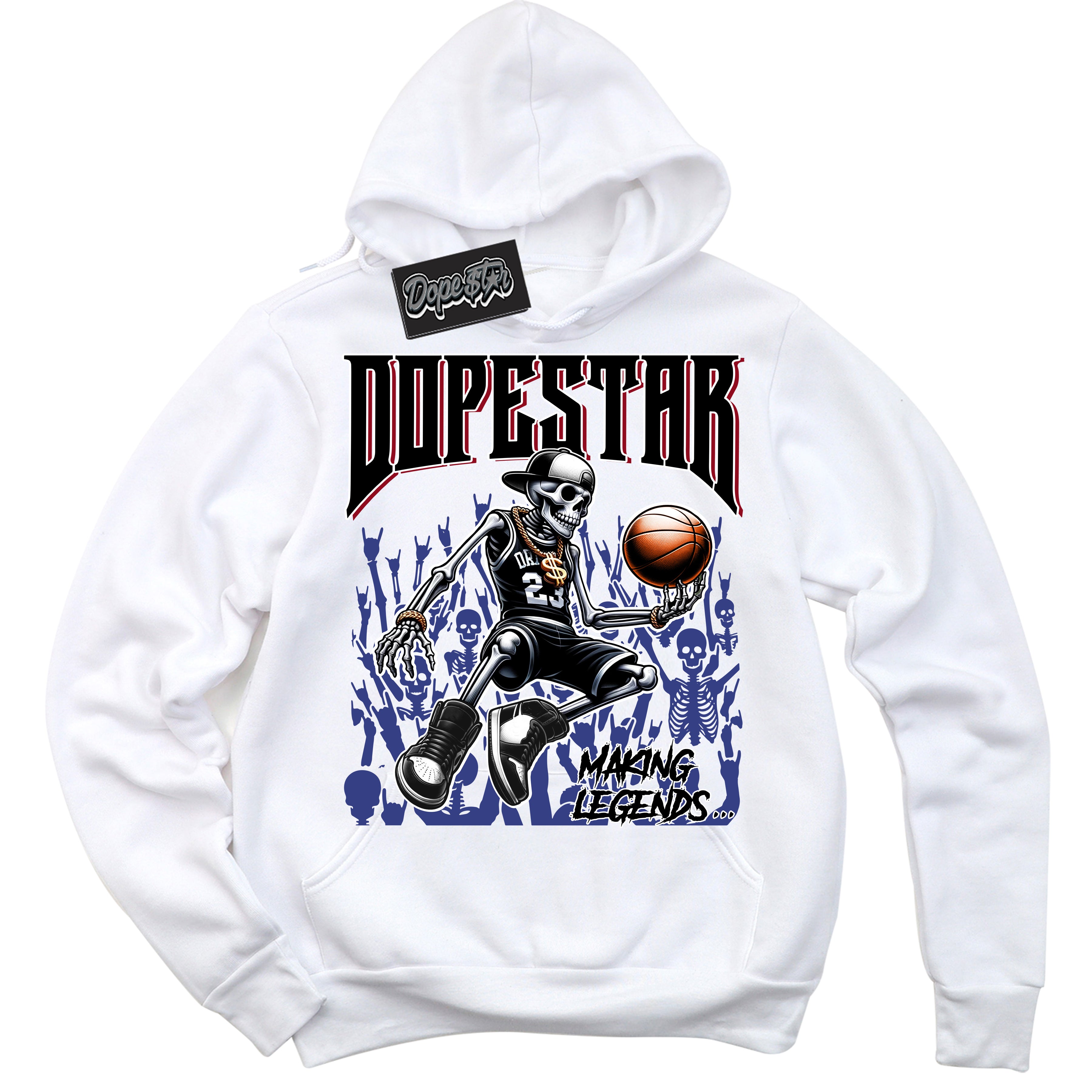 Cool White Hoodie with “ Making Legends ” design that Perfectly Matches Playoffs 8s Sneakers.