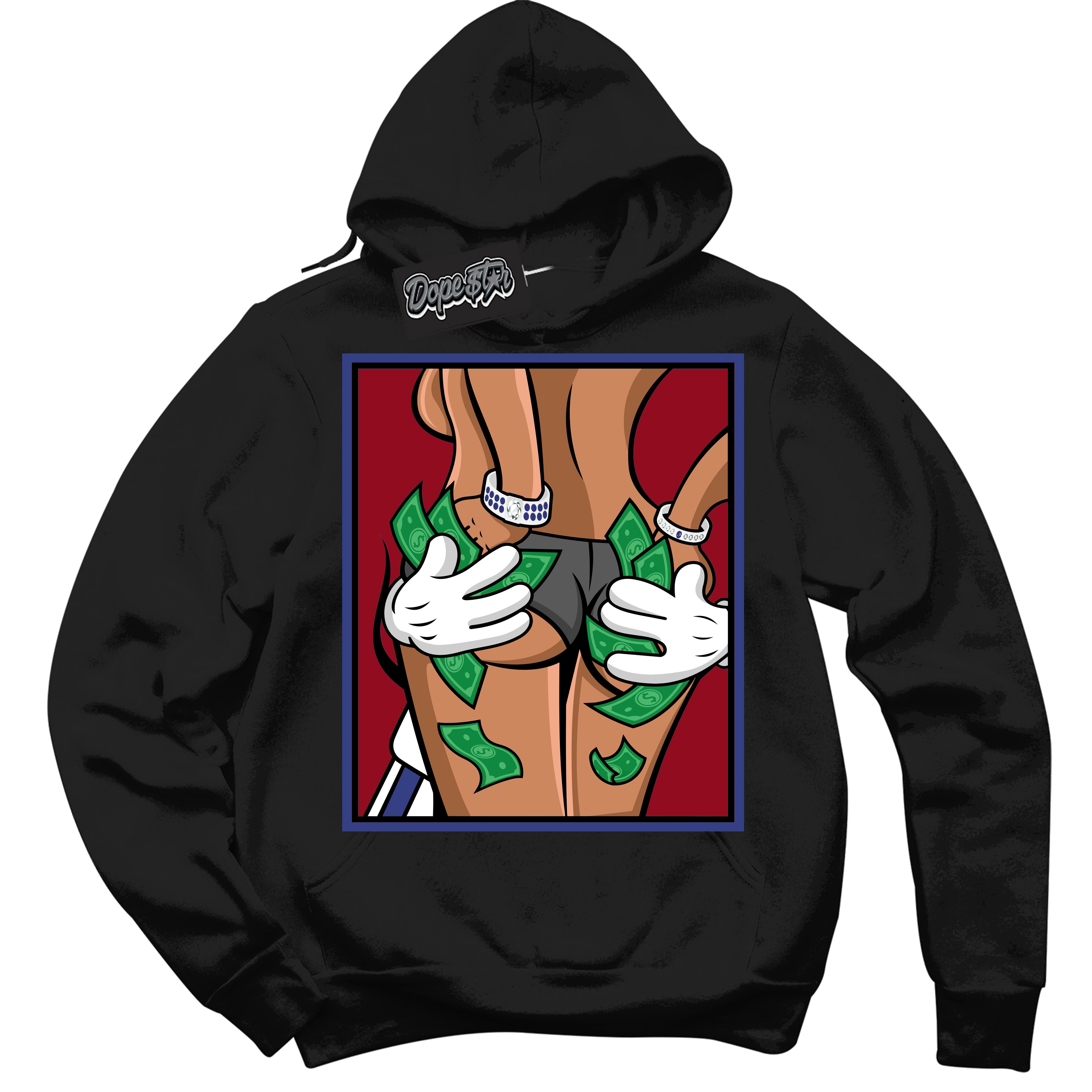 Cool Black Hoodie with “ Money Hands ” design that Perfectly Matches Playoffs 8s Sneakers.