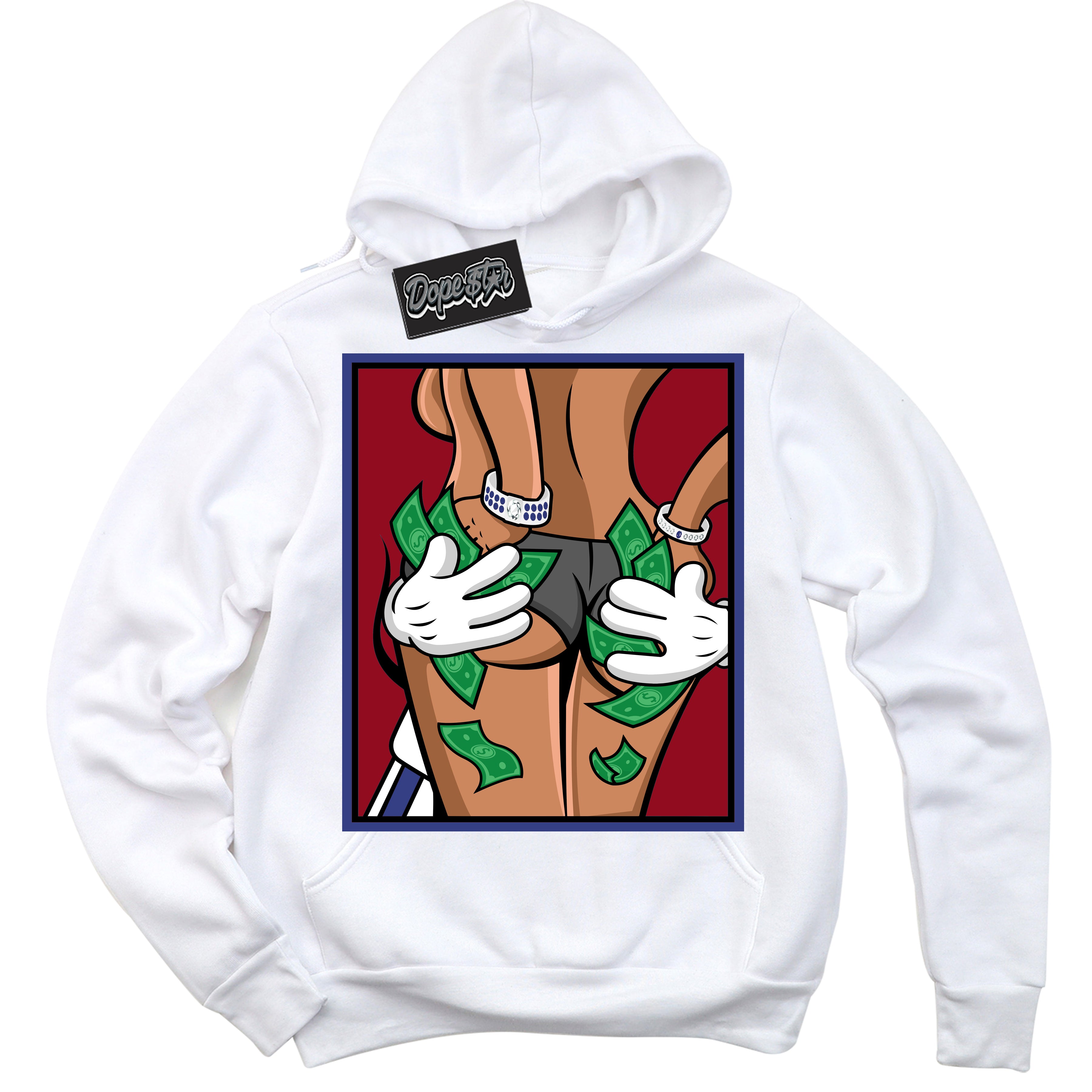 Cool White Hoodie with “ Money Hands ” design that Perfectly Matches Playoffs 8s Sneakers.