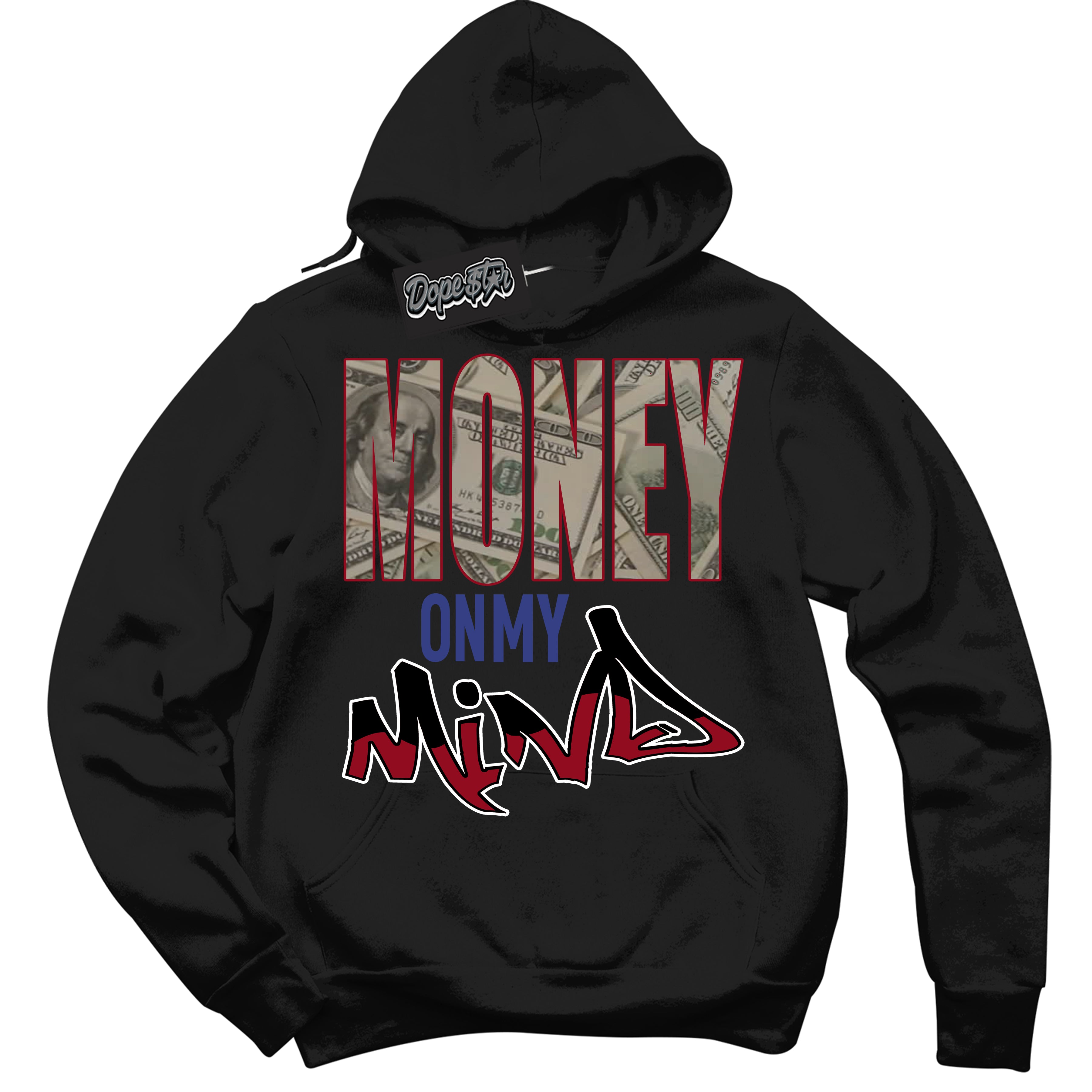 Cool Black Hoodie with “ Money On My Mind ” design that Perfectly Matches Playoffs 8s Sneakers.