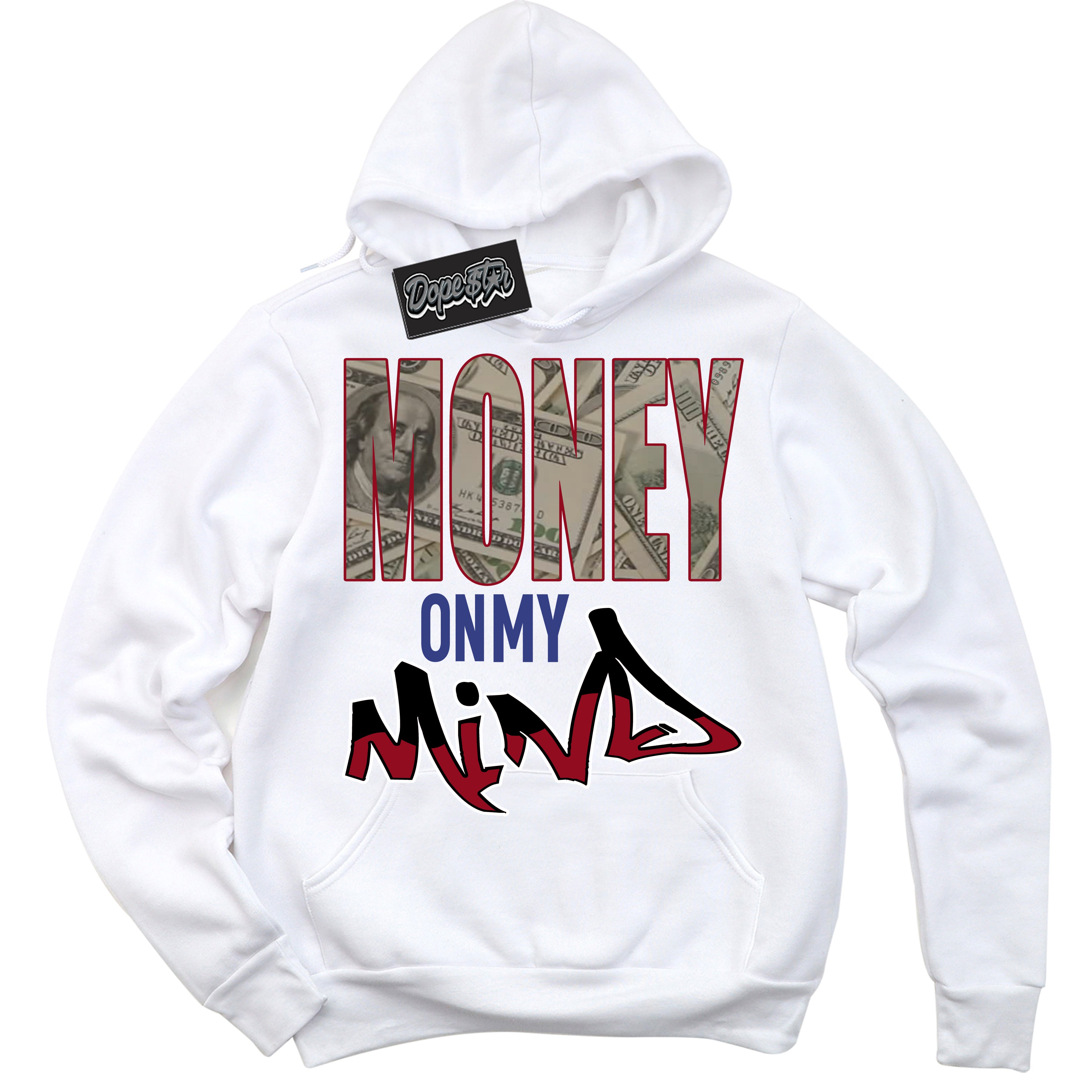 Cool White Hoodie with “ Money On My Mind ” design that Perfectly Matches Playoffs 8s Sneakers.
