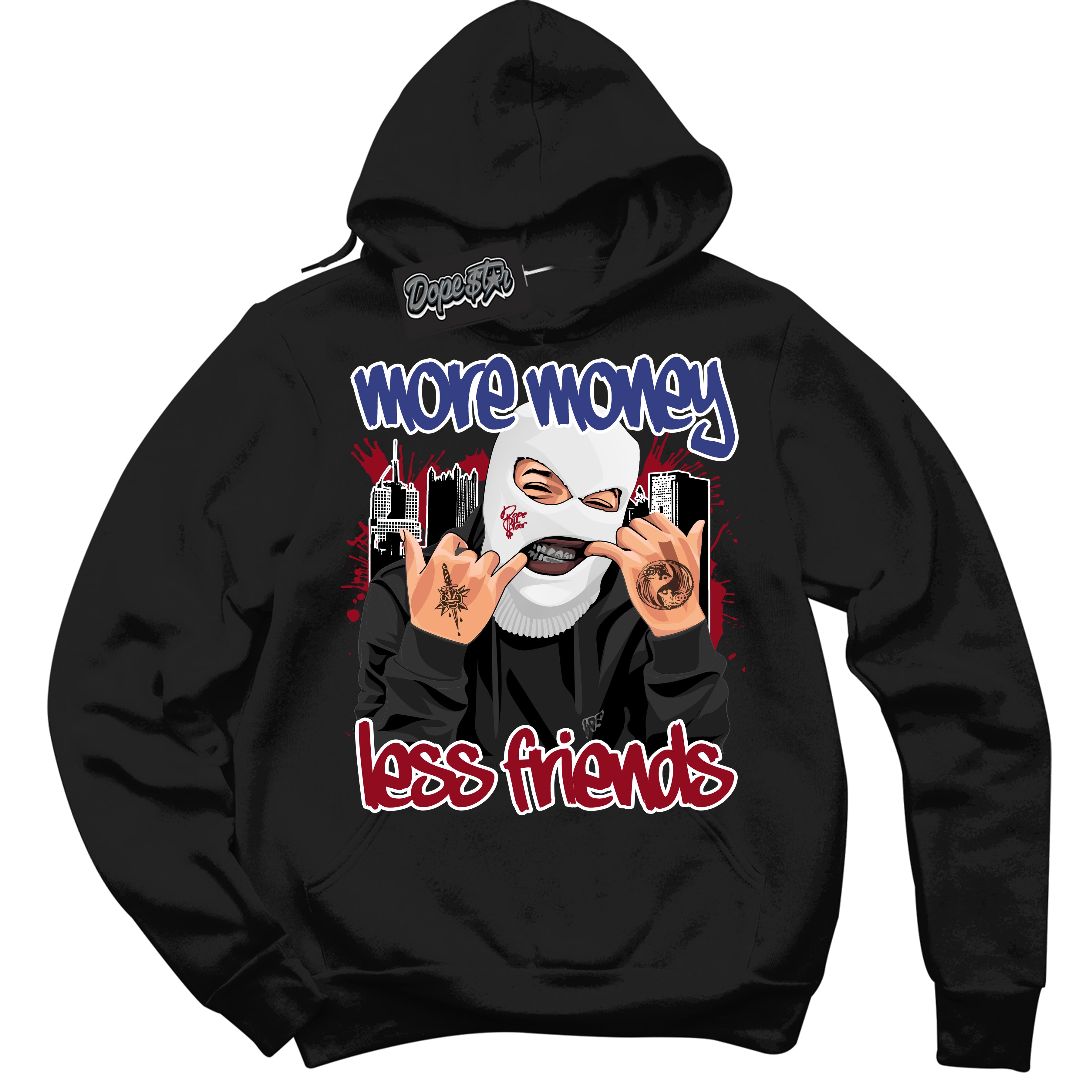 Cool Black Hoodie with “ More Money Less Friends ” design that Perfectly Matches Playoffs 8s Sneakers.