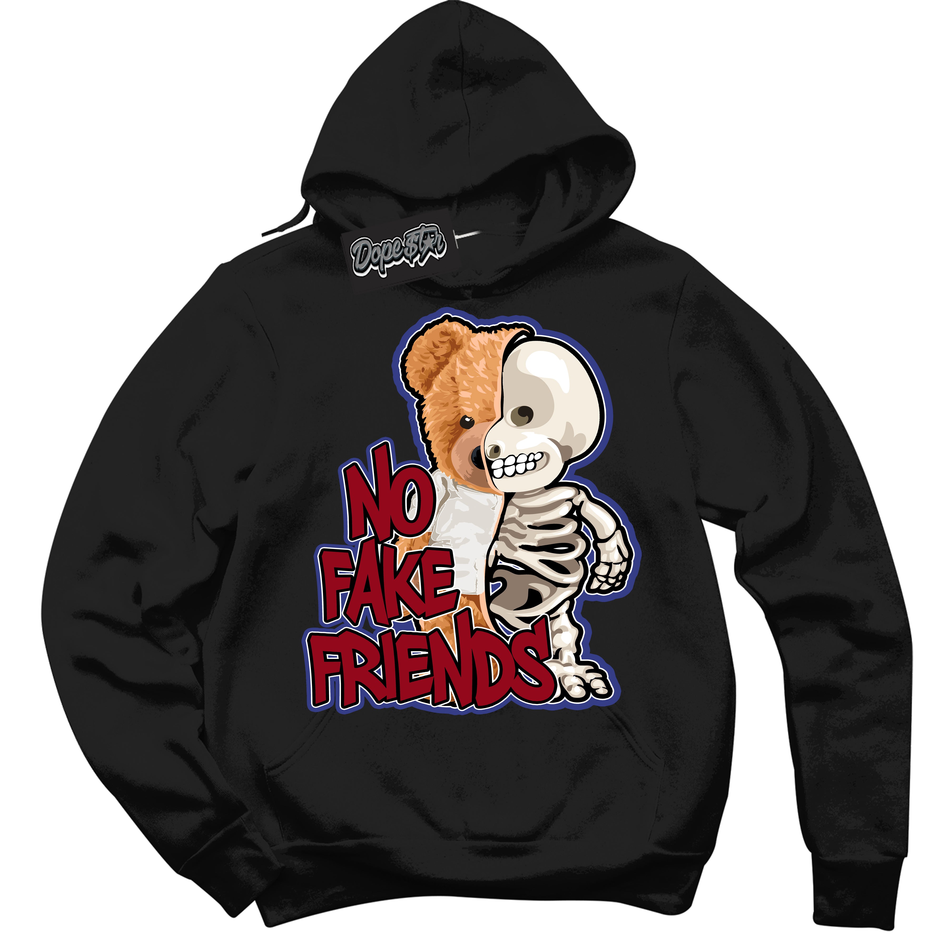 Cool Black Hoodie with “ No Fake Friends ” design that Perfectly Matches Playoffs 8s Sneakers.