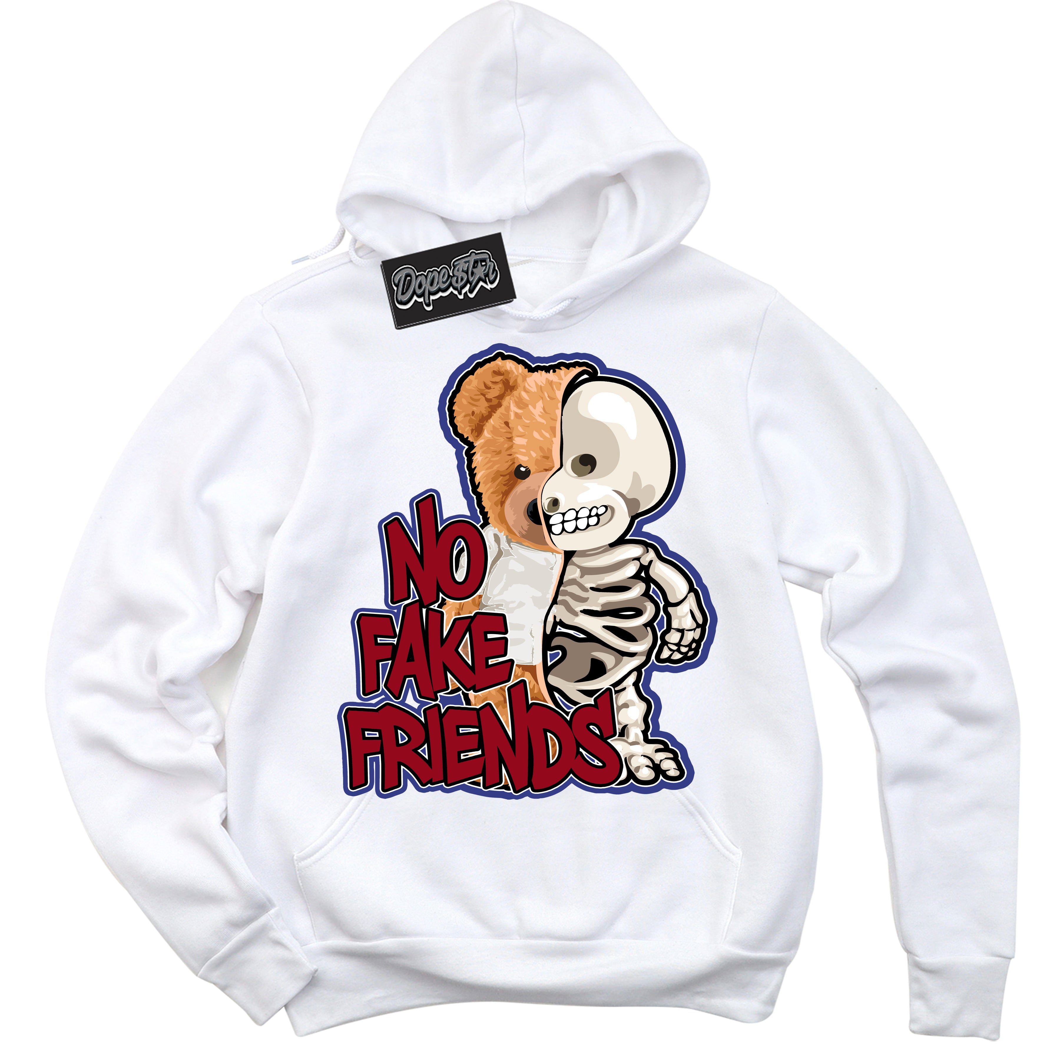 Cool White Hoodie with “ No Fake Friends ” design that Perfectly Matches Playoffs 8s Sneakers.