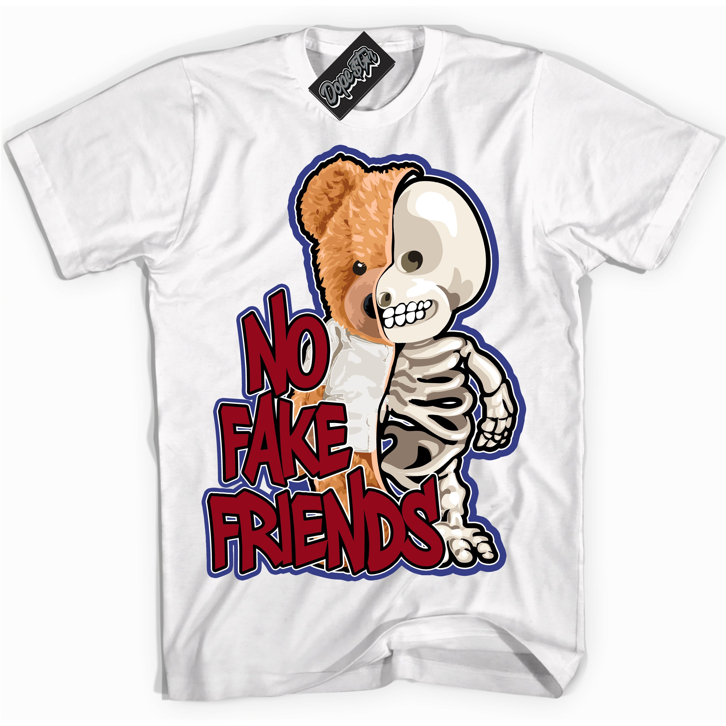 Cool White Shirt with “ No Fake Friends ” design that perfectly matches Playoffs 8s Sneakers.