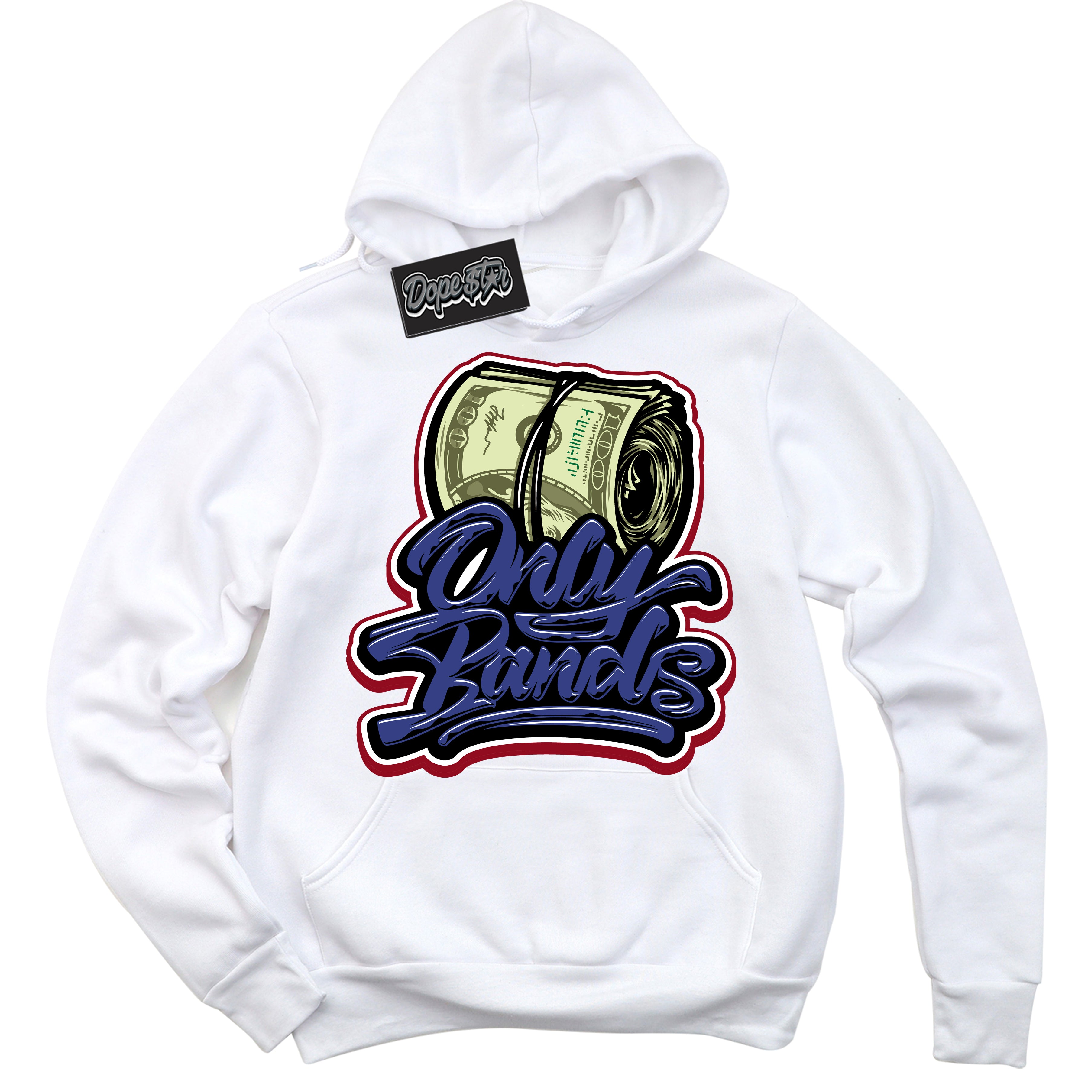 Cool White Hoodie with “ Only Bands ” design that Perfectly Matches Playoffs 8s Sneakers.