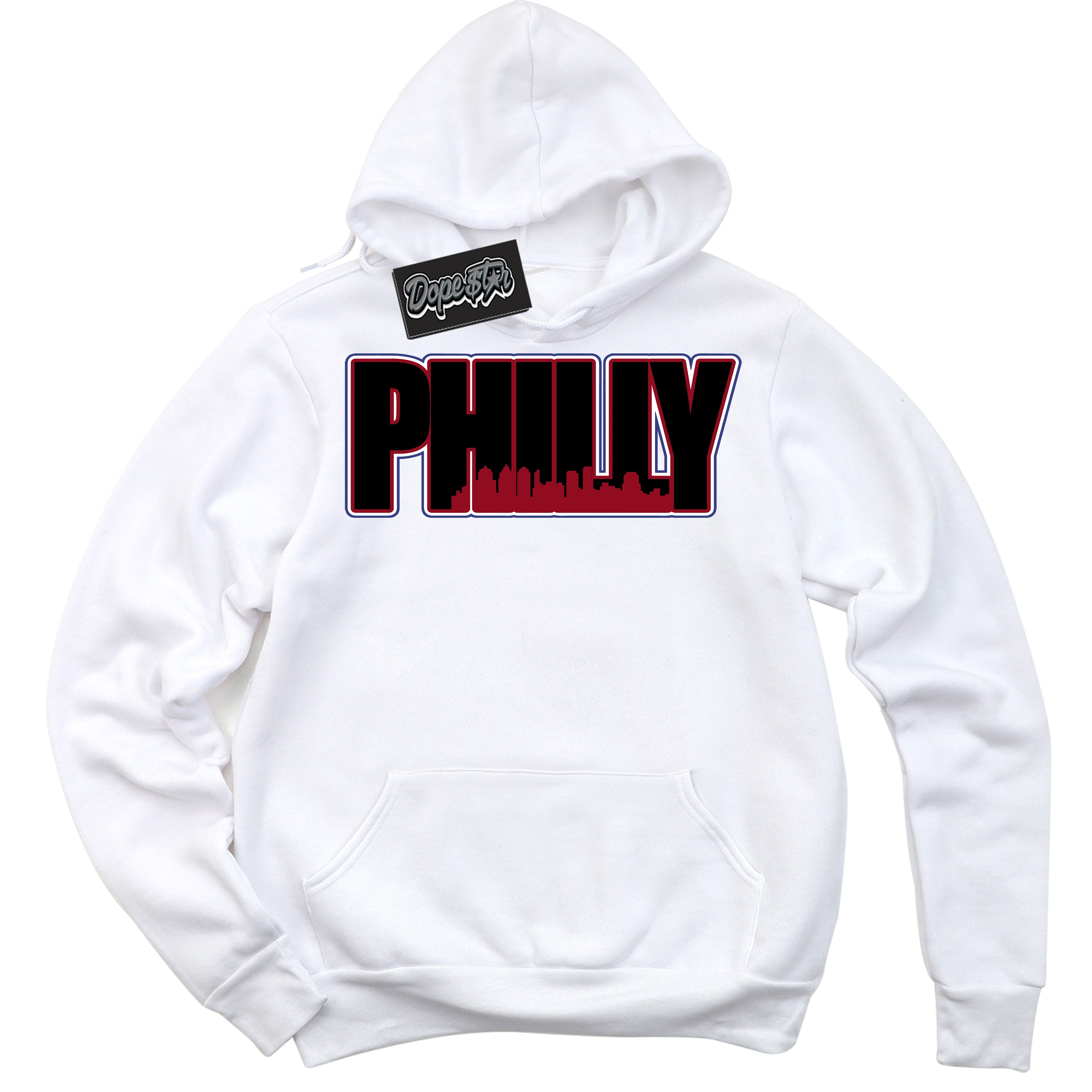Cool White Hoodie with “ Philly ” design that Perfectly Matches Playoffs 8s Sneakers.
