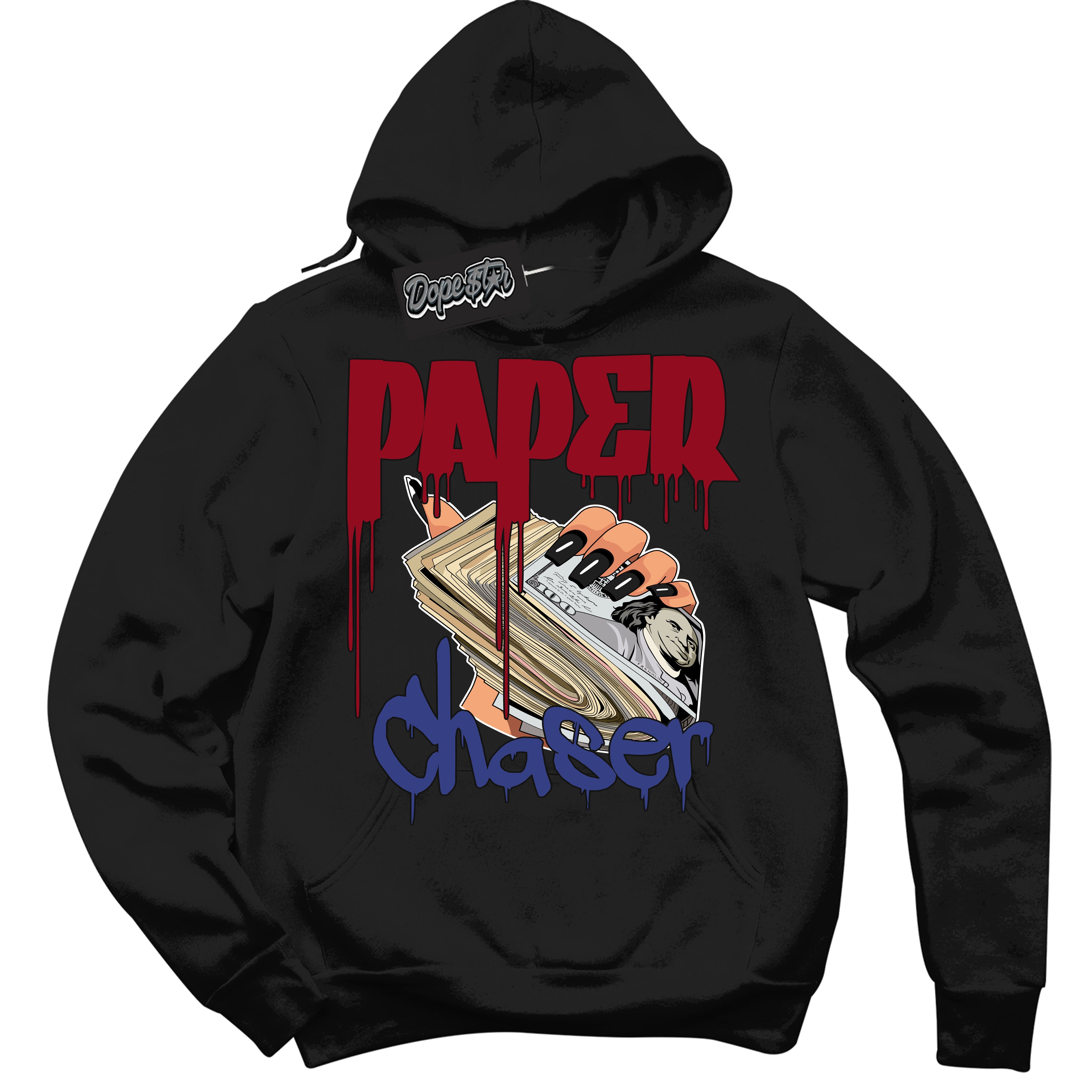 Cool Black Hoodie with “ Paper Chaser ” design that Perfectly Matches Playoffs 8s Sneakers.